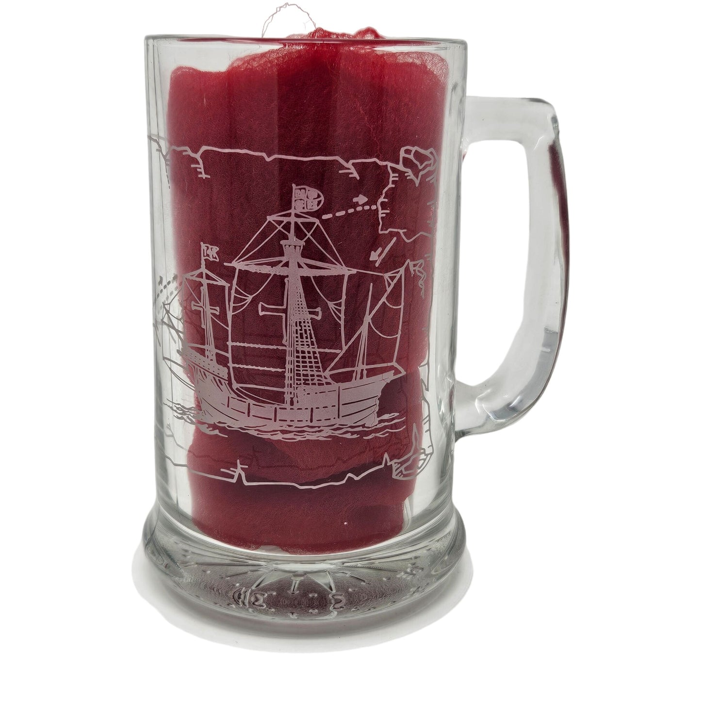 VTG Long John Silvers Columbus Voyage Nautical Sailing Ships Glass Mug Set of 3