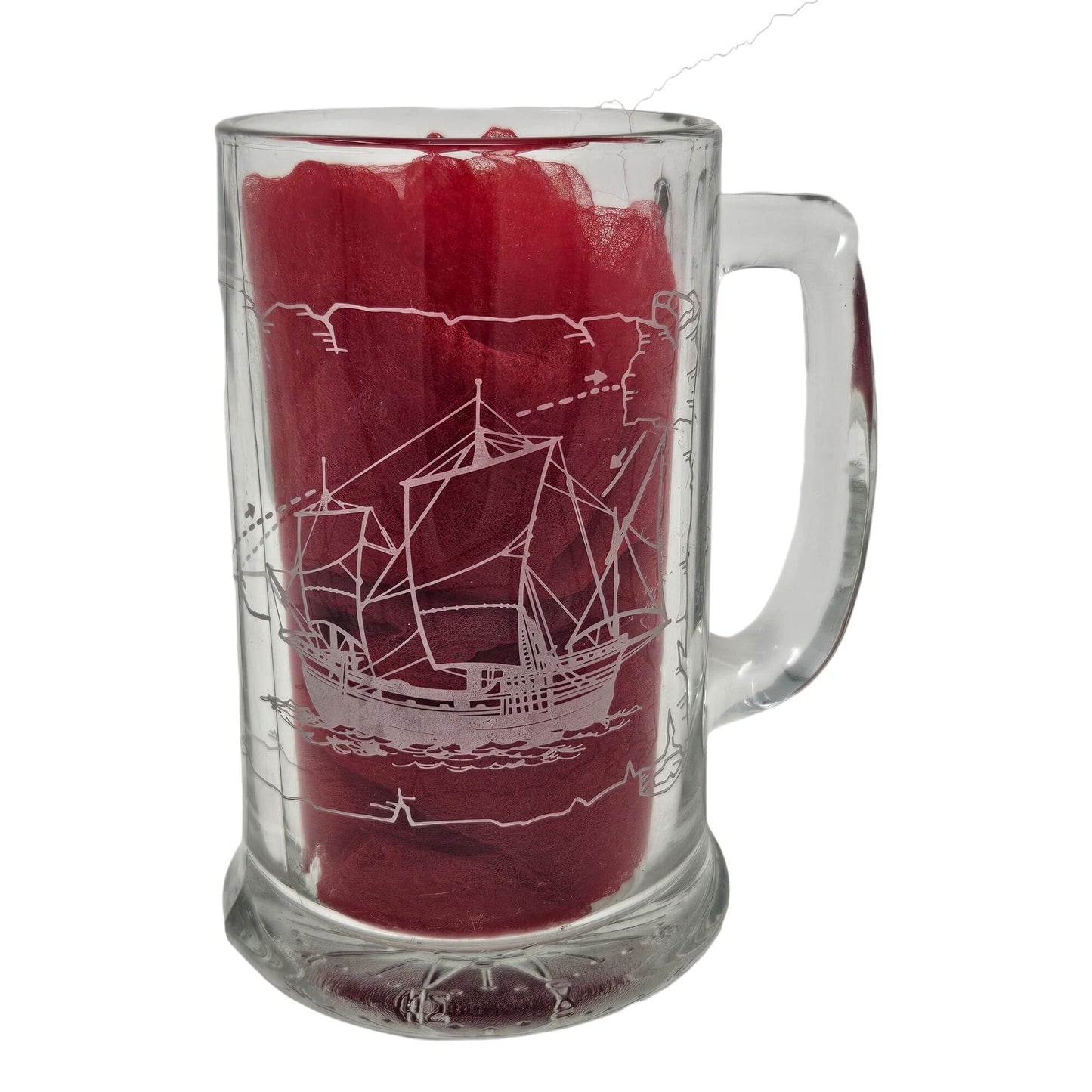 VTG Long John Silvers Columbus Voyage Nautical Sailing Ships Glass Mug Set of 3