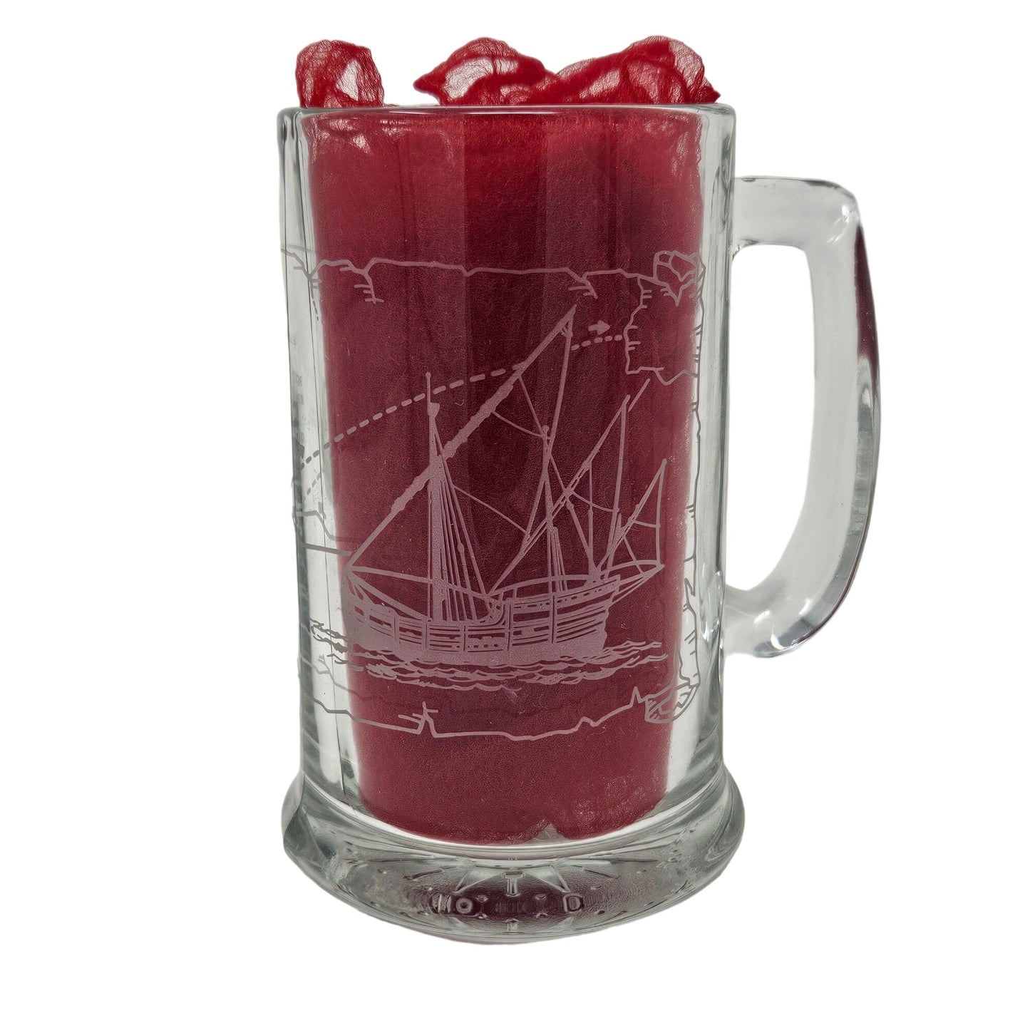 VTG Long John Silvers Columbus Voyage Nautical Sailing Ships Glass Mug Set of 3