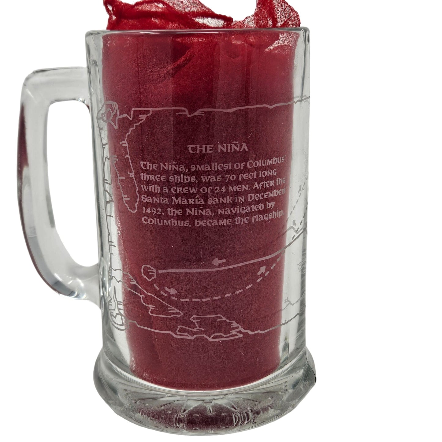 VTG Long John Silvers Columbus Voyage Nautical Sailing Ships Glass Mug Set of 3