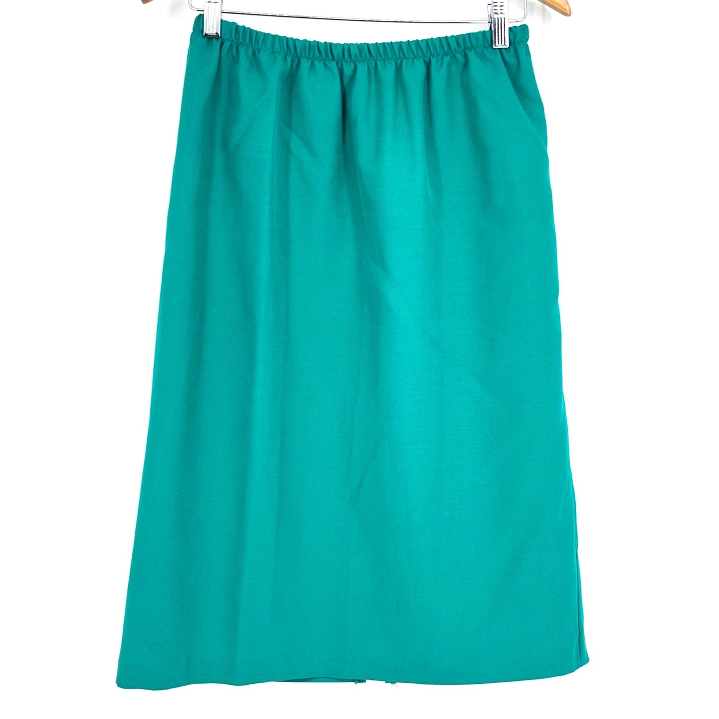 Vtg 80s Good Times 2 Piece Suit Skirt Set 12 Kelly Green Puff Sleeve Secretary