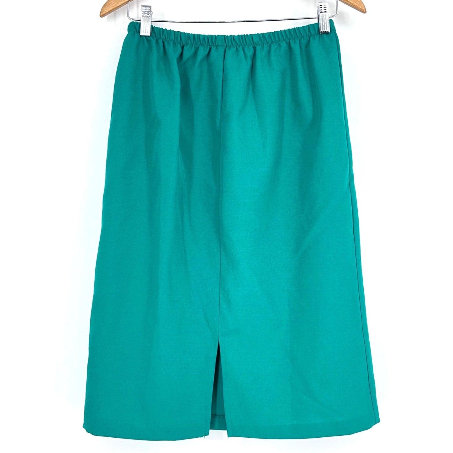 Vtg 80s Good Times 2 Piece Suit Skirt Set 12 Kelly Green Puff Sleeve Secretary