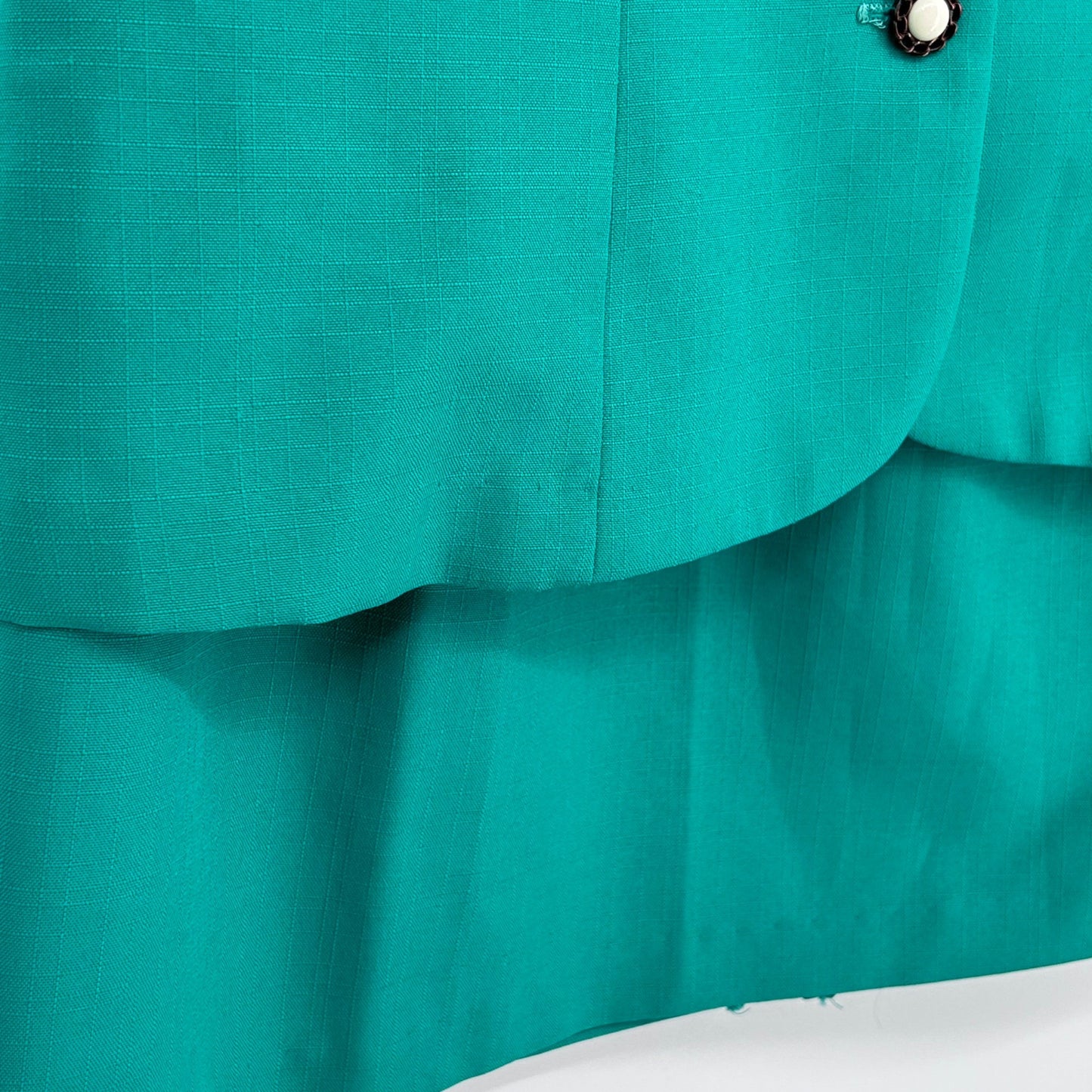 Vtg 80s Good Times 2 Piece Suit Skirt Set 12 Kelly Green Puff Sleeve Secretary