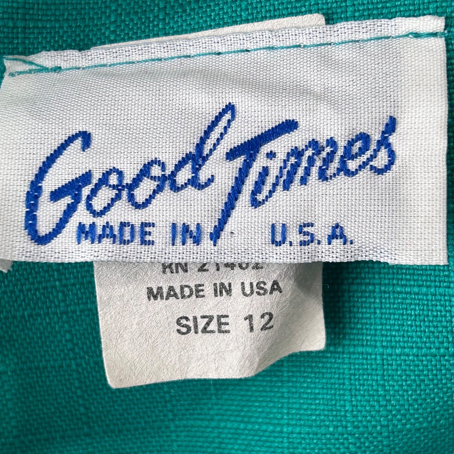 Vtg 80s Good Times 2 Piece Suit Skirt Set 12 Kelly Green Puff Sleeve Secretary