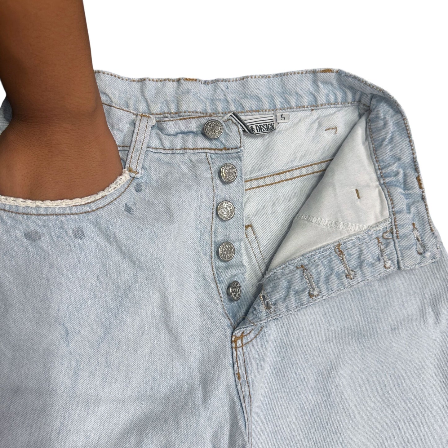 Vtg Concepts & Design Jean Shorts Jorts Junior 5 Buttonfly Bermuda Y2K 90s Retro