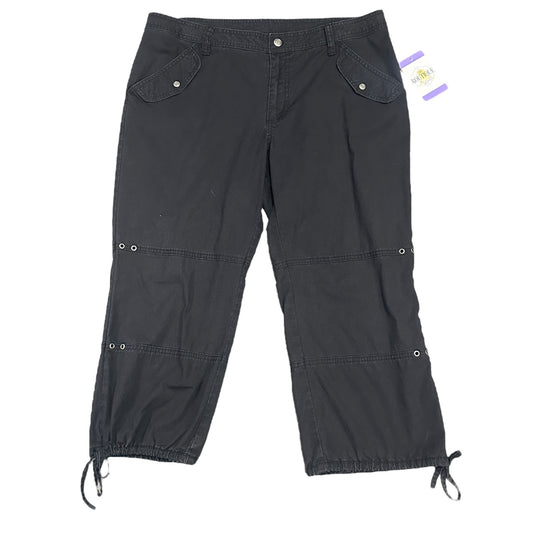 Harley Davidson Womens 12 Black Convertible Cargo Capri Pants Bottom Tie Pockets