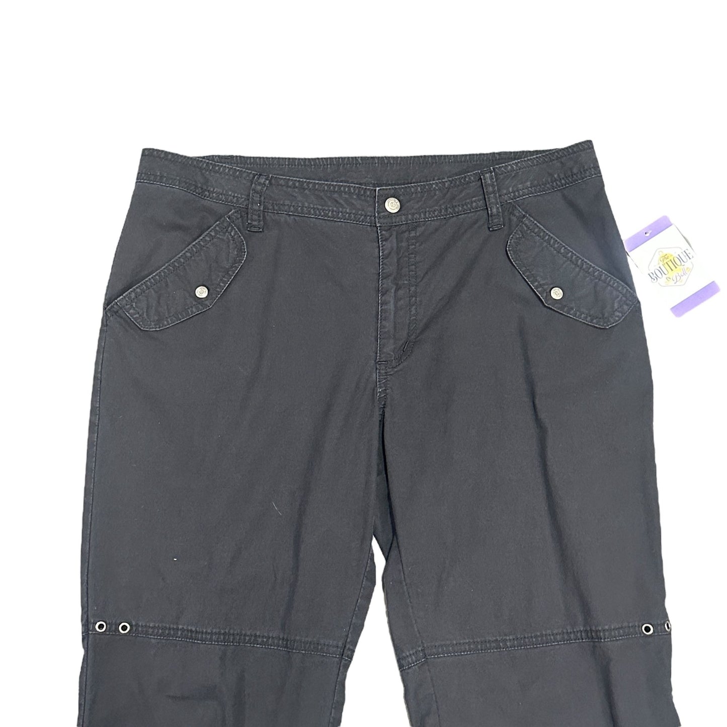 Harley Davidson Womens 12 Black Convertible Cargo Capri Pants Bottom Tie Pockets