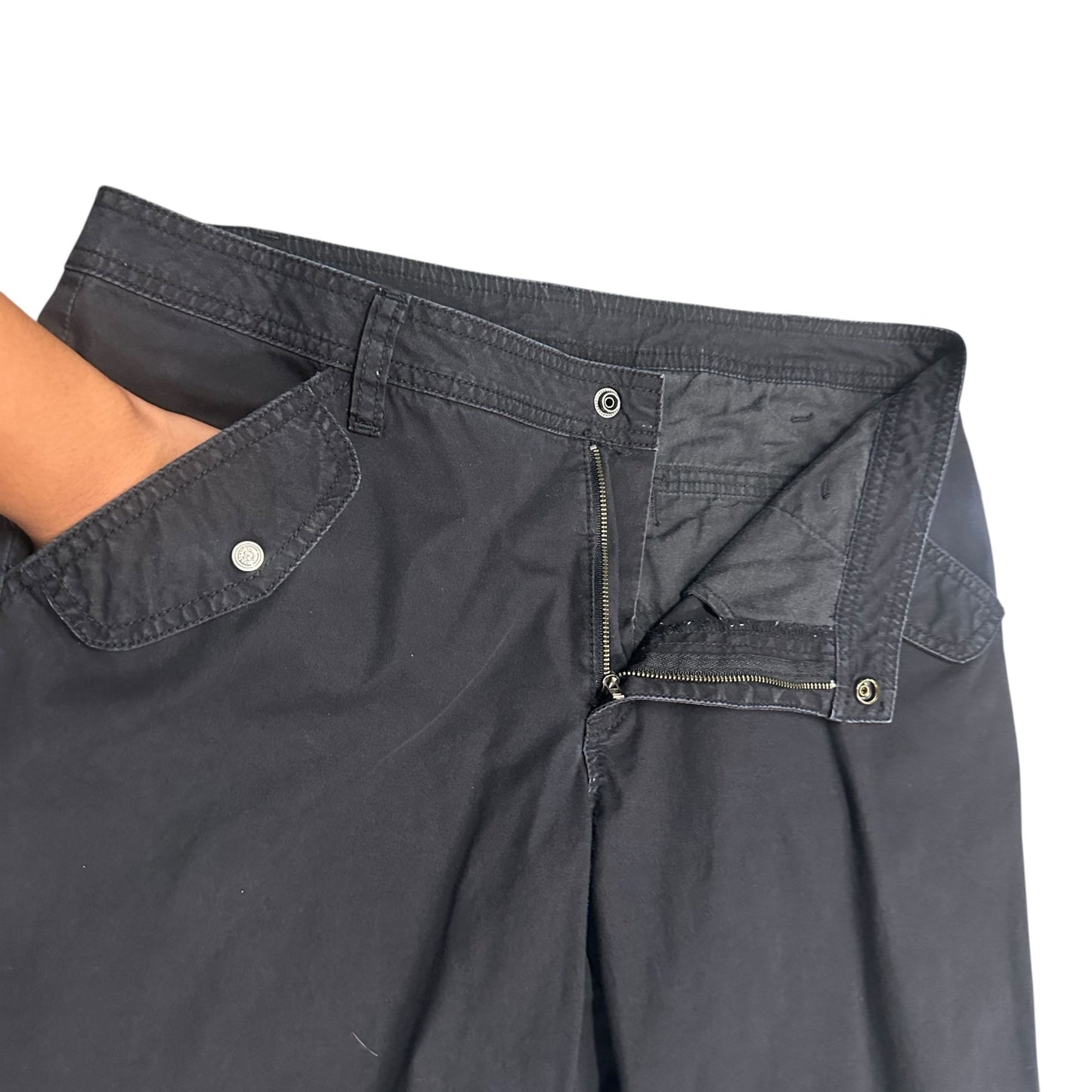 Harley Davidson Womens 12 Black Convertible Cargo Capri Pants Bottom Tie Pockets