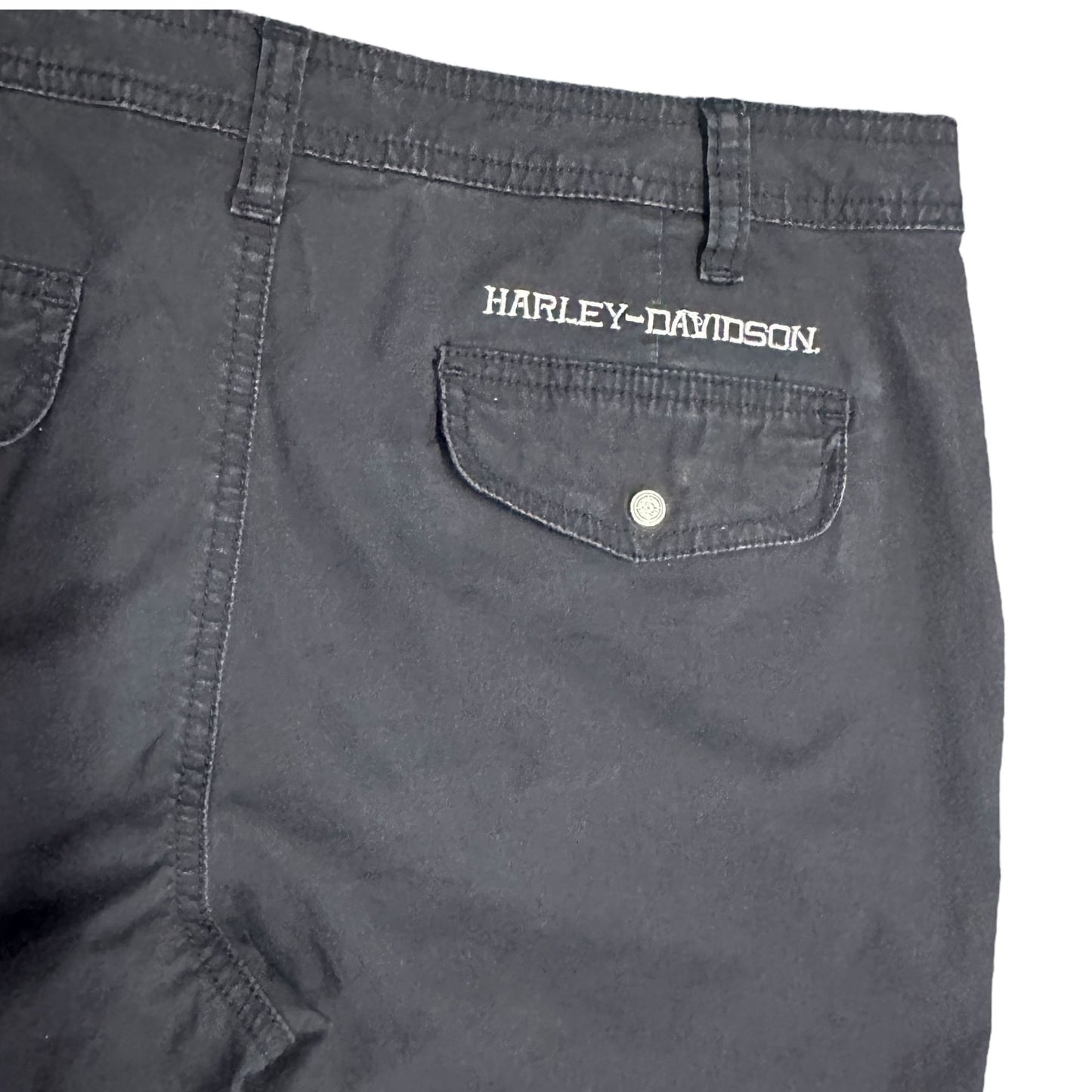 Harley Davidson Womens 12 Black Convertible Cargo Capri Pants Bottom Tie Pockets