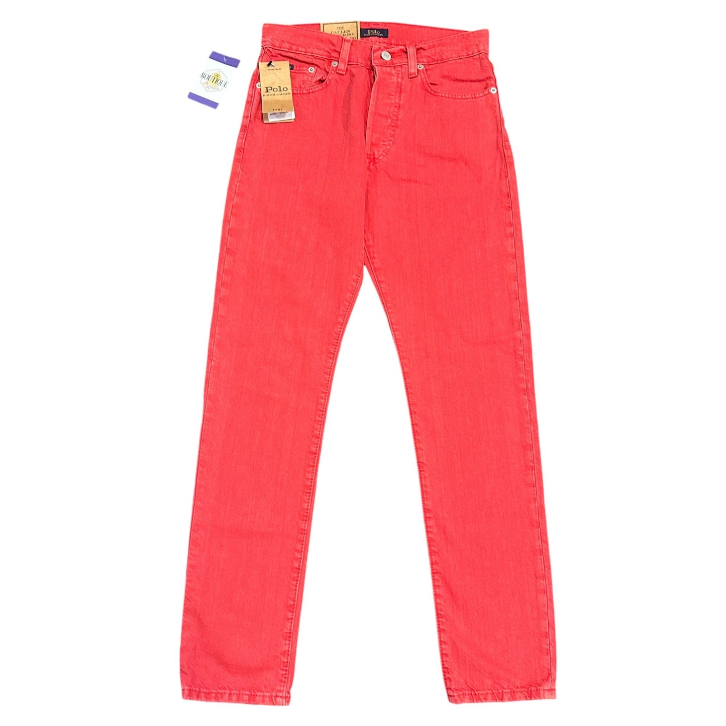 NWT Polo Ralph Lauren Womens 26 Callen High Rise Slim Red Jeans Button Fly