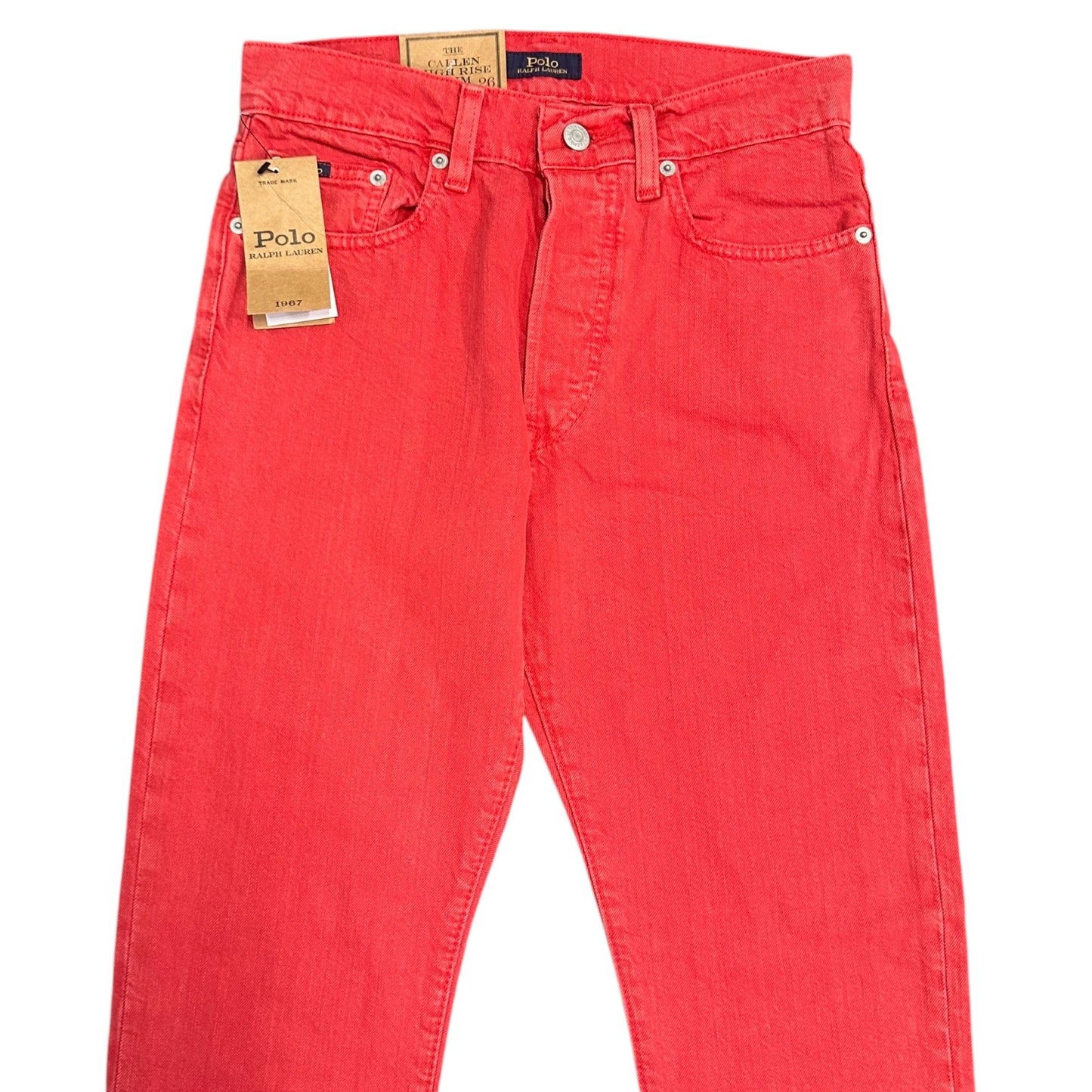 NWT Polo Ralph Lauren Womens 26 Callen High Rise Slim Red Jeans Button Fly