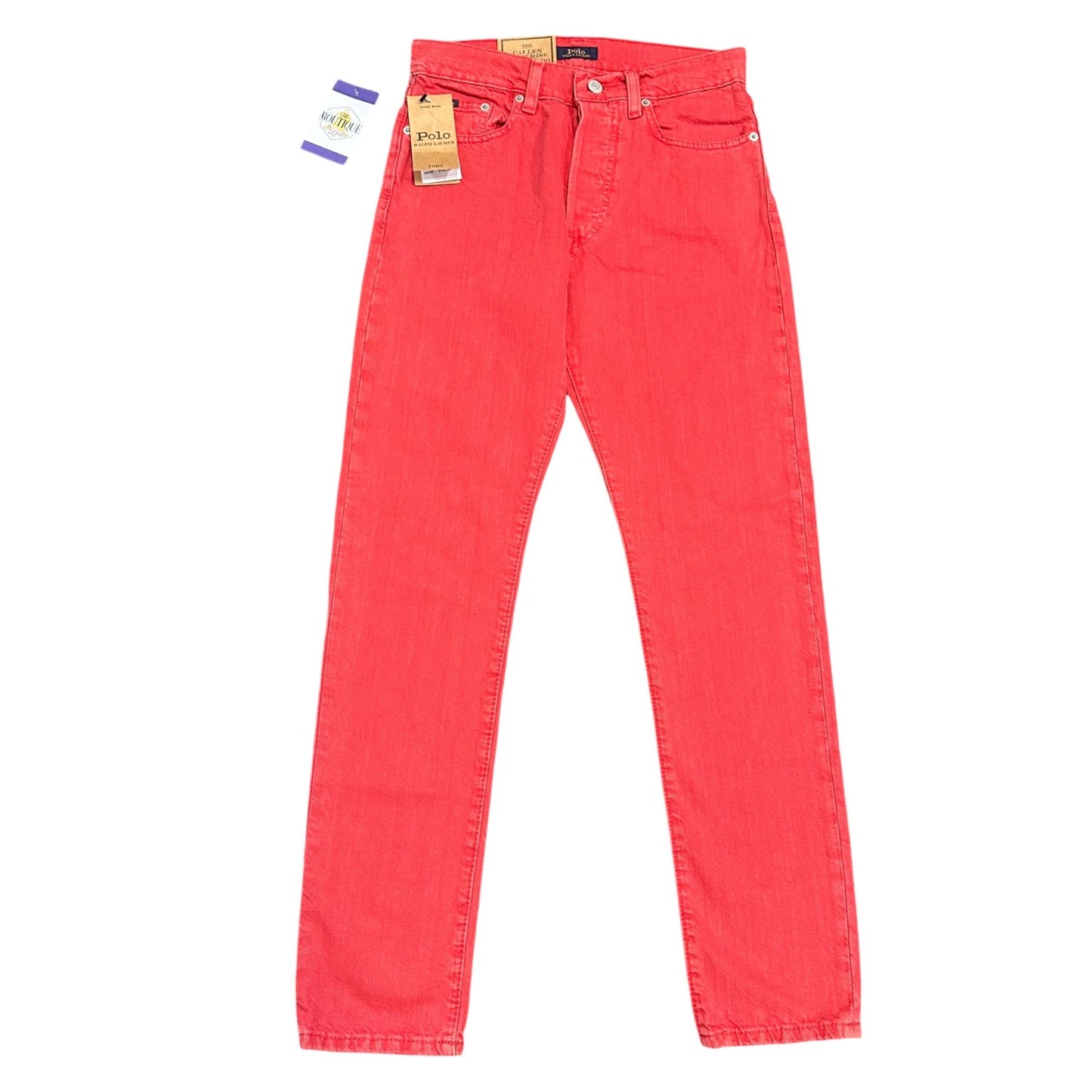 NWT Polo Ralph Lauren Womens 26 Callen High Rise Slim Red Jeans Button Fly