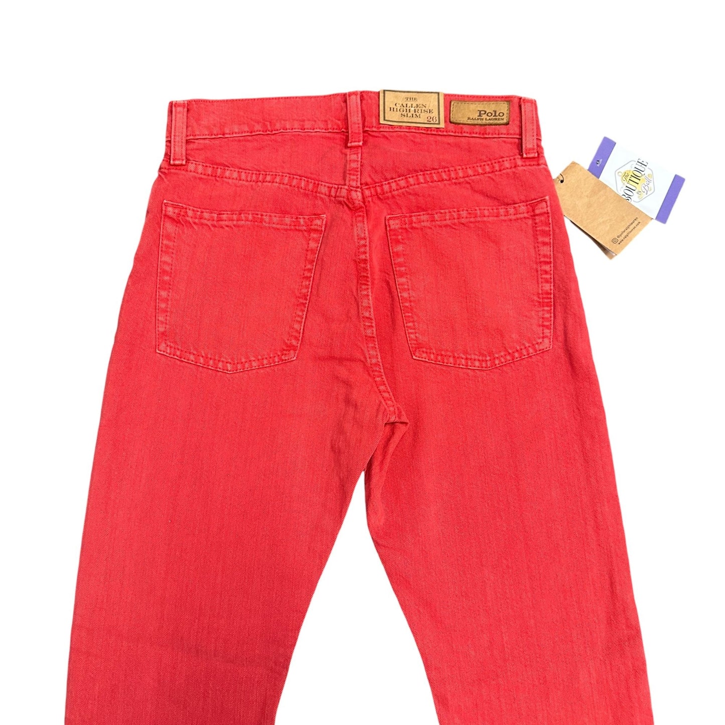 NWT Polo Ralph Lauren Womens 26 Callen High Rise Slim Red Jeans Button Fly