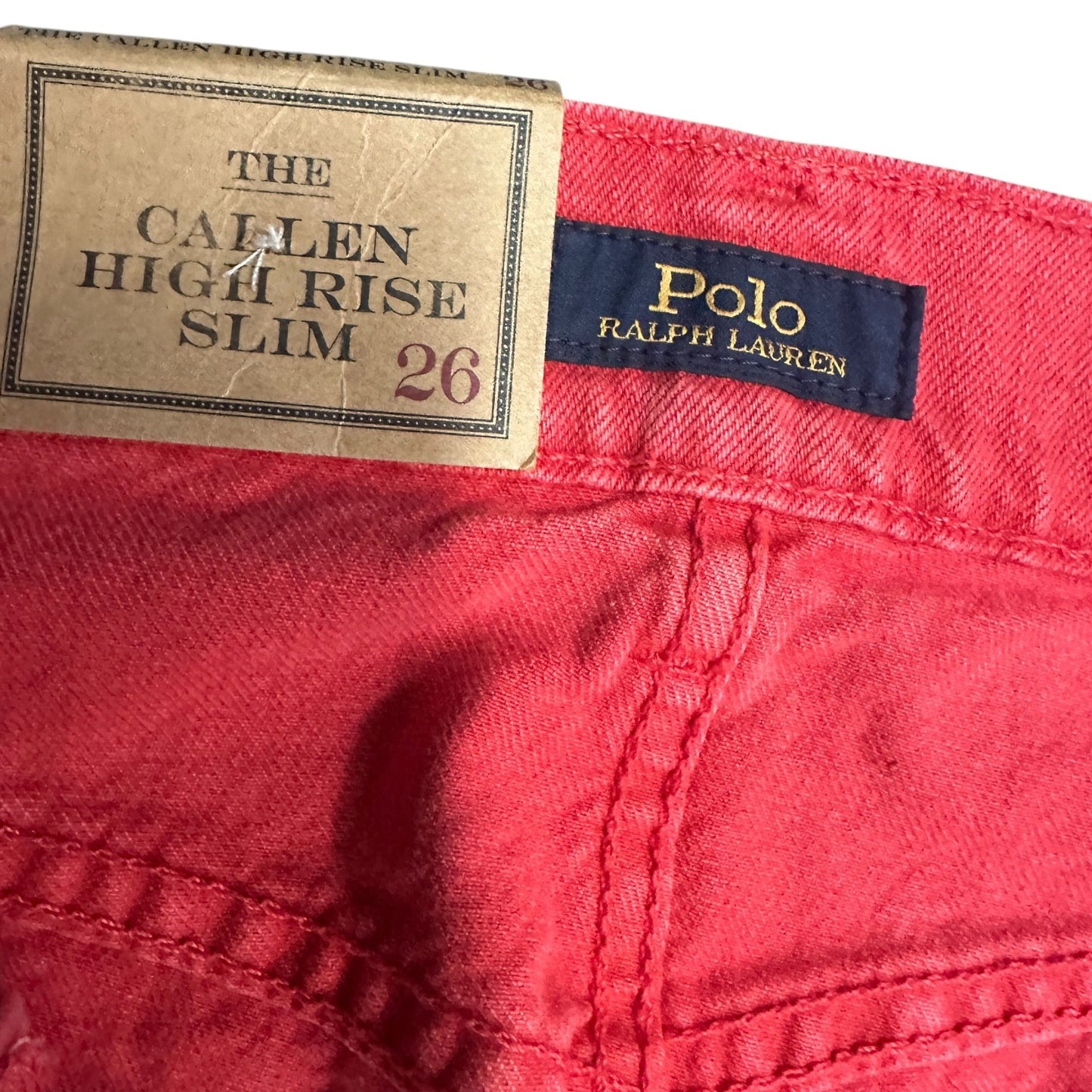 NWT Polo Ralph Lauren Womens 26 Callen High Rise Slim Red Jeans Button Fly