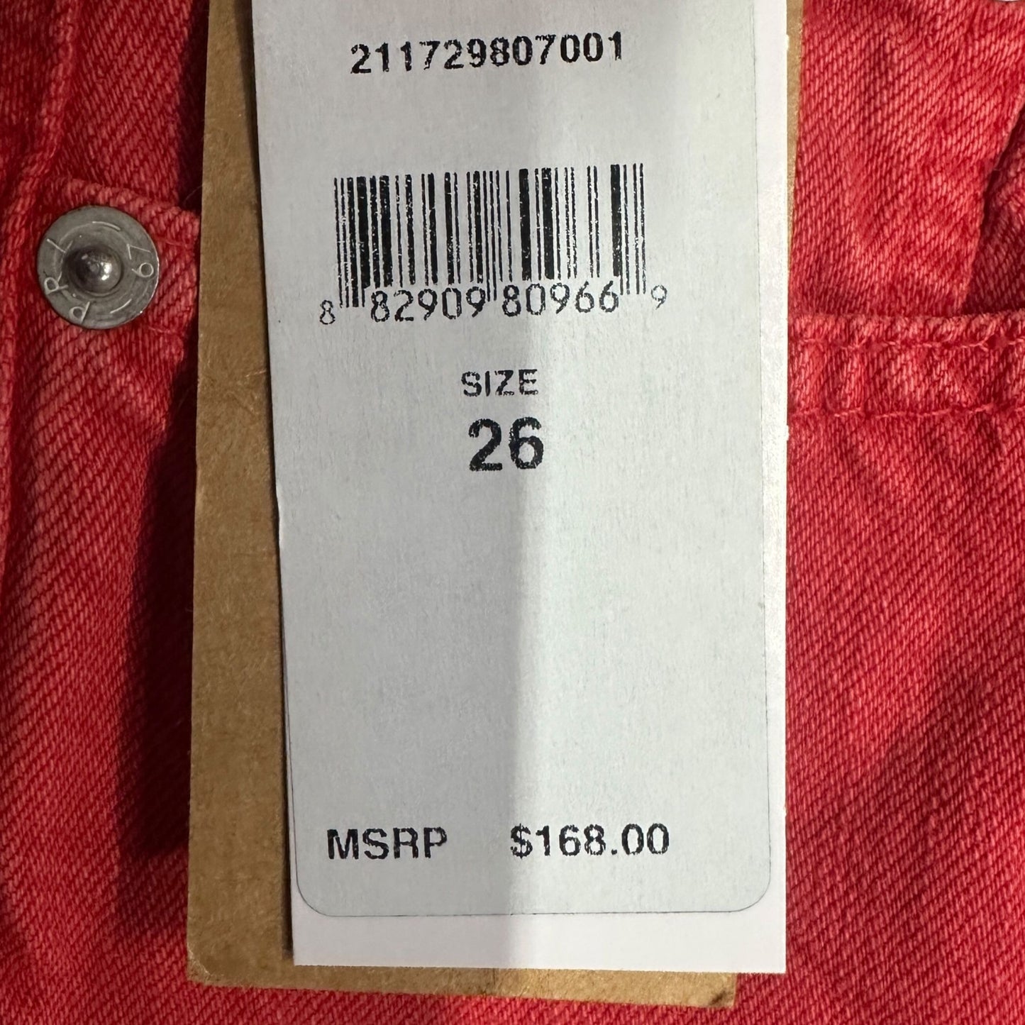 NWT Polo Ralph Lauren Womens 26 Callen High Rise Slim Red Jeans Button Fly