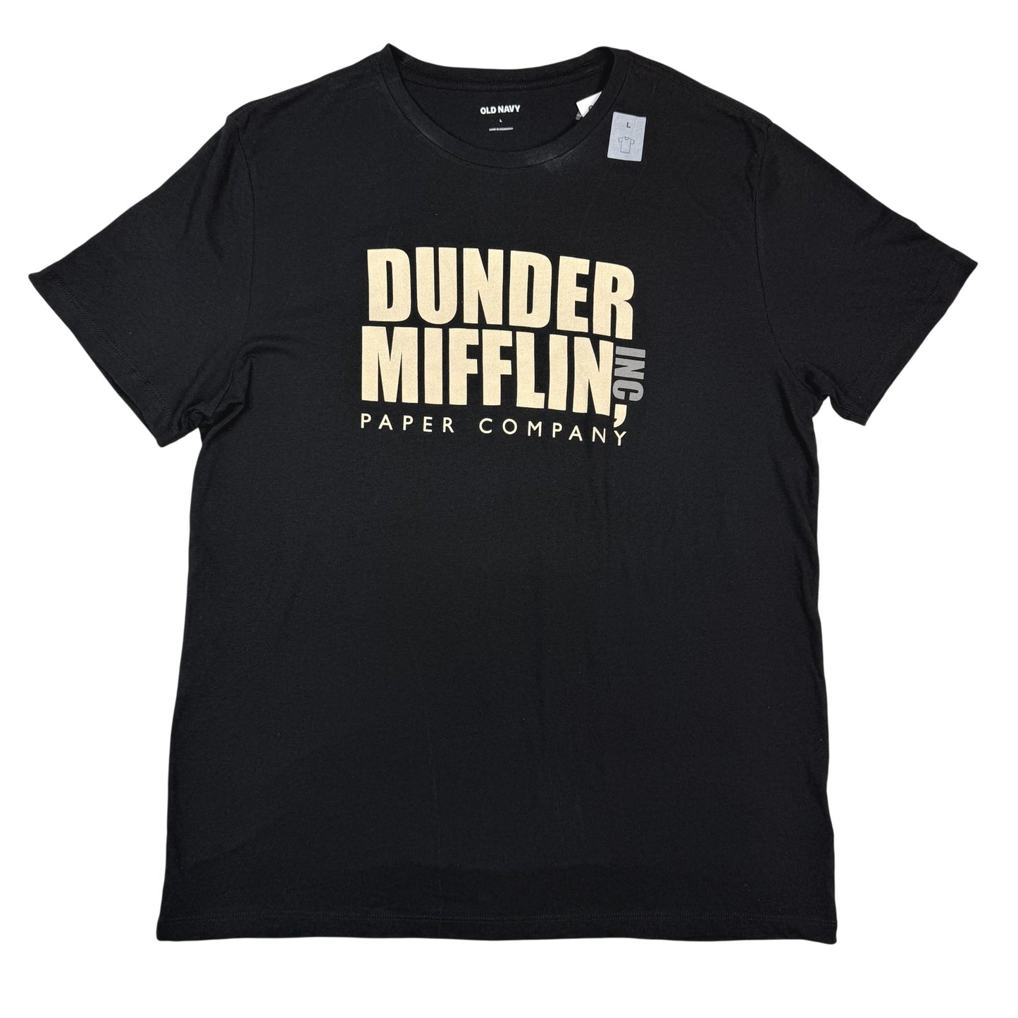 NWT Dunder Mifflin Paper Company Mens L Black Graphic "The Office" Logo TShirt