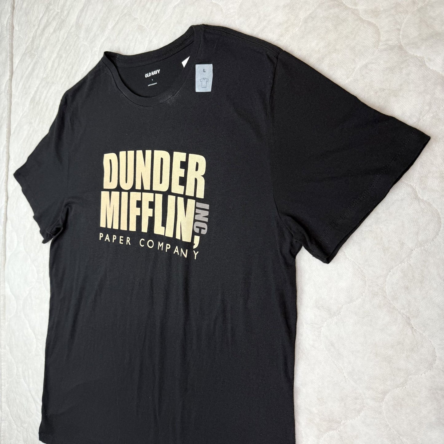 NWT Dunder Mifflin Paper Company Mens L Black Graphic "The Office" Logo TShirt