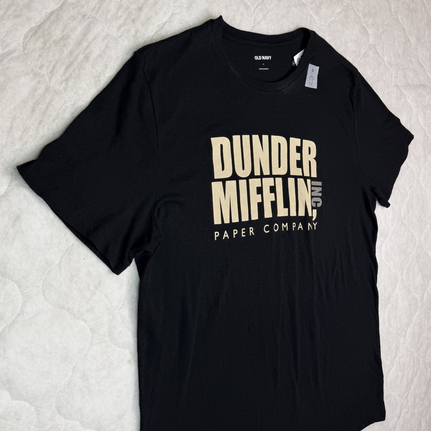 NWT Dunder Mifflin Paper Company Mens L Black Graphic "The Office" Logo TShirt
