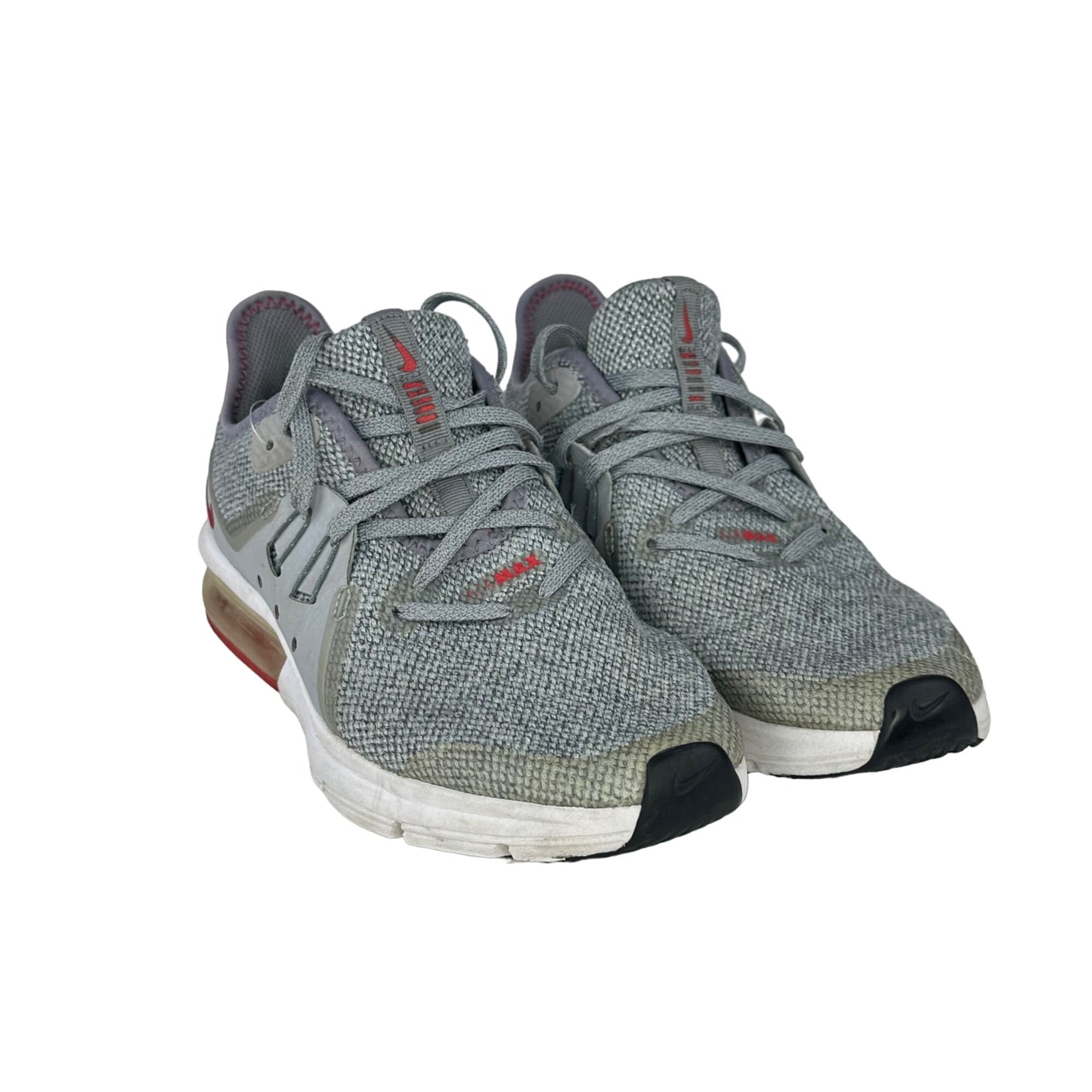 Nike 6.5 Youth Air Max Sequent Training Shoes Grey University Red 922884-003