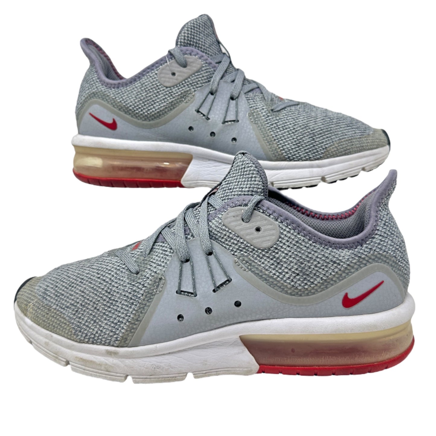 Nike 6.5 Youth Air Max Sequent Training Shoes Grey University Red 922884-003