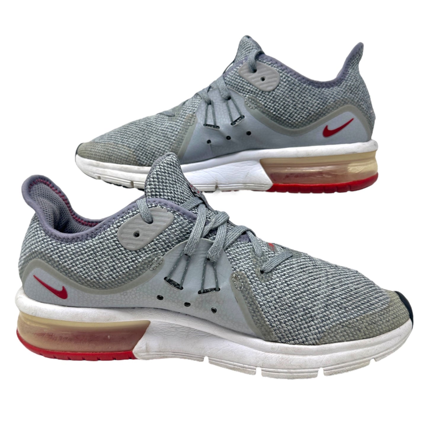 Nike 6.5 Youth Air Max Sequent Training Shoes Grey University Red 922884-003