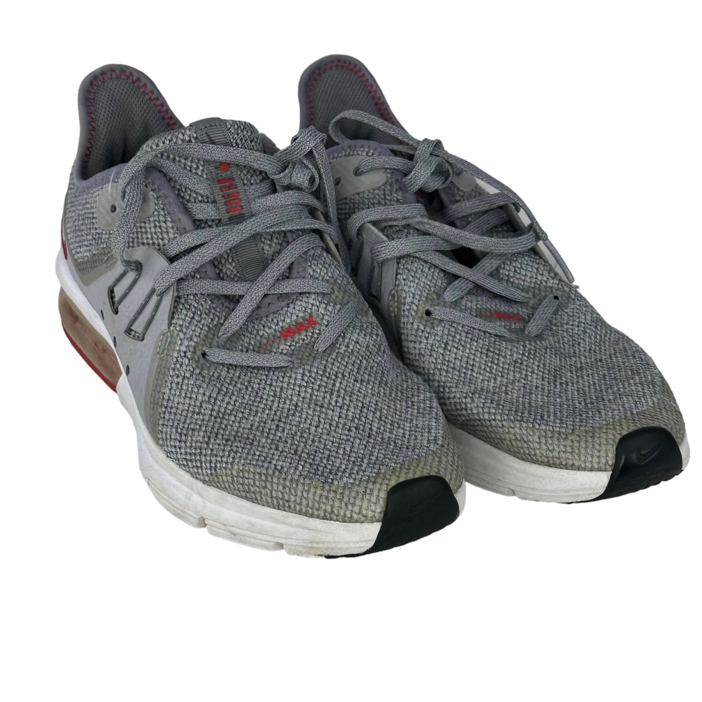 Nike 6.5 Youth Air Max Sequent Training Shoes Grey University Red 922884-003