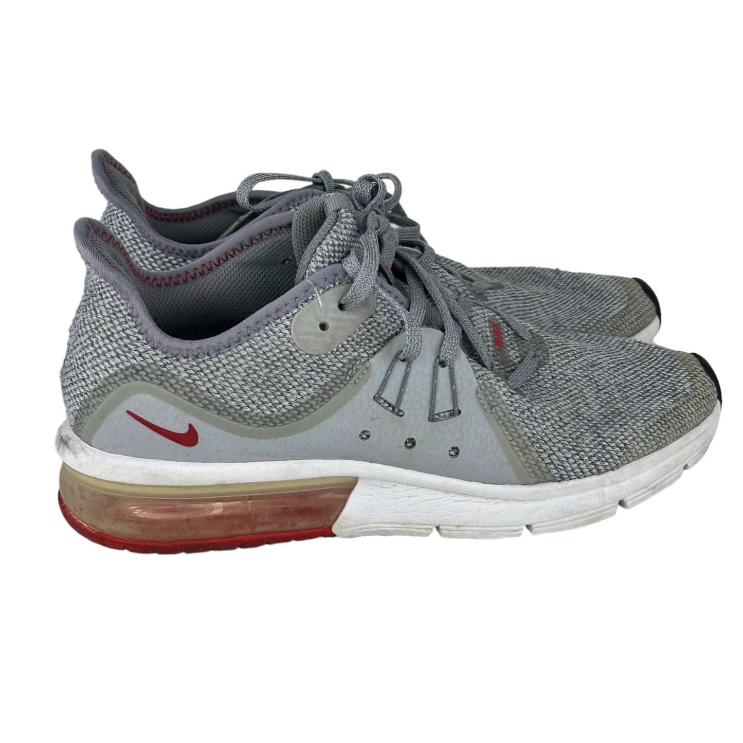 Nike 6.5 Youth Air Max Sequent Training Shoes Grey University Red 922884-003