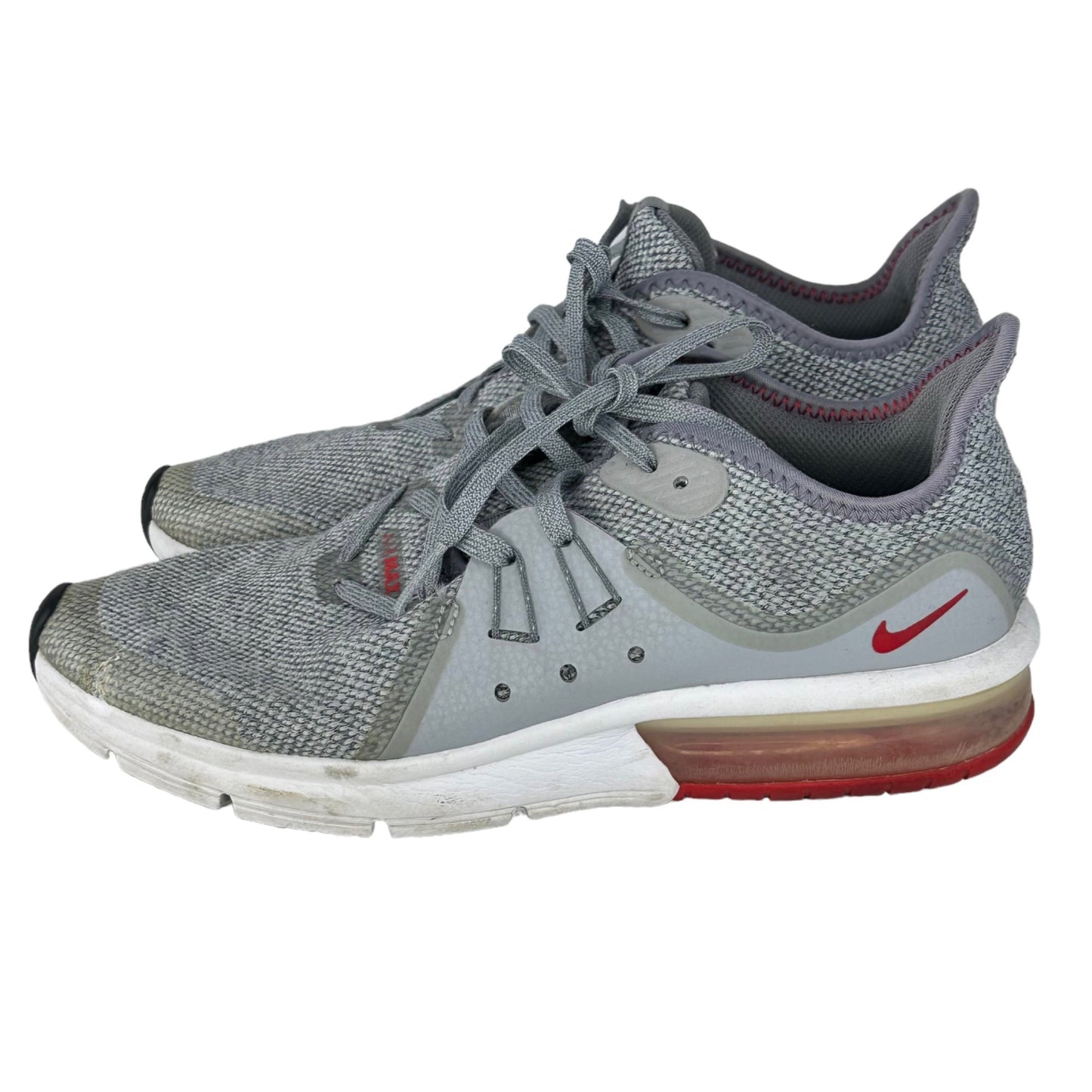 Nike 6.5 Youth Air Max Sequent Training Shoes Grey University Red 922884-003