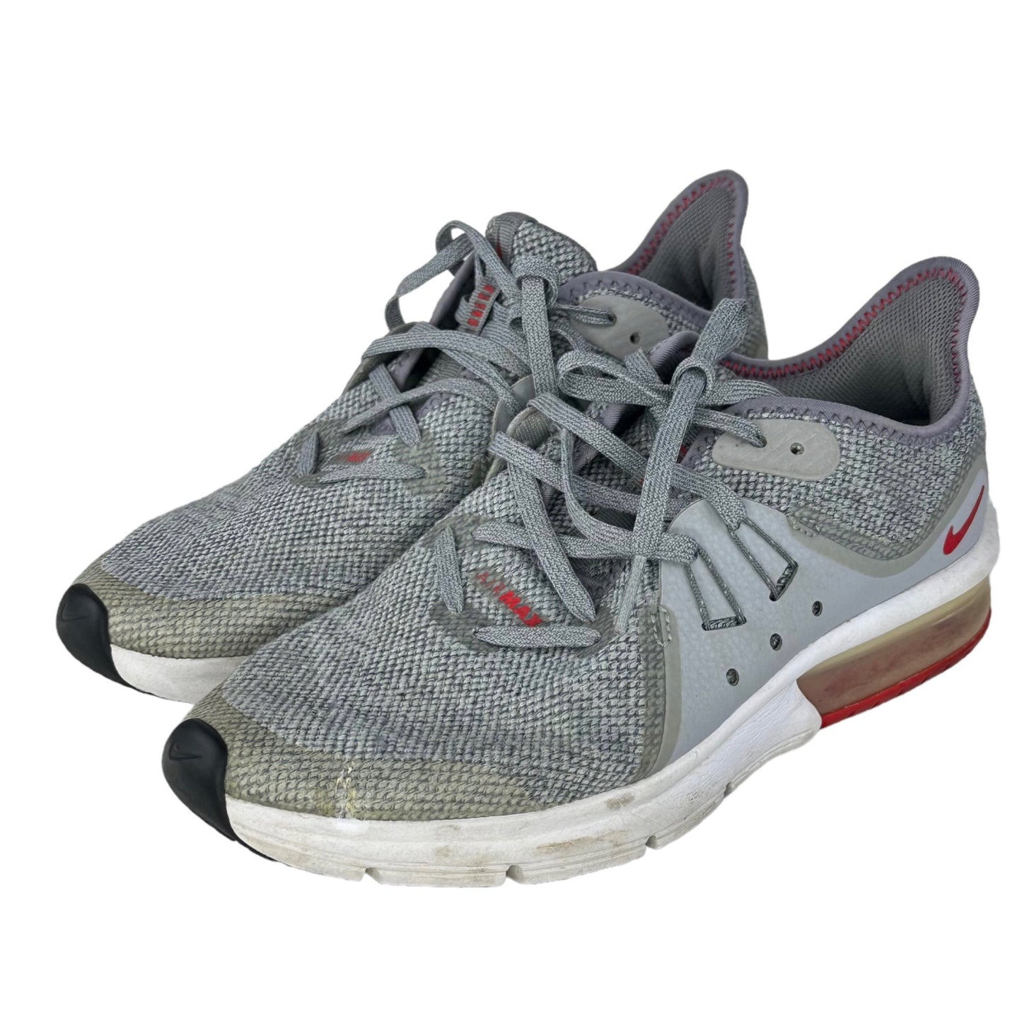 Nike 6.5 Youth Air Max Sequent Training Shoes Grey University Red 922884-003