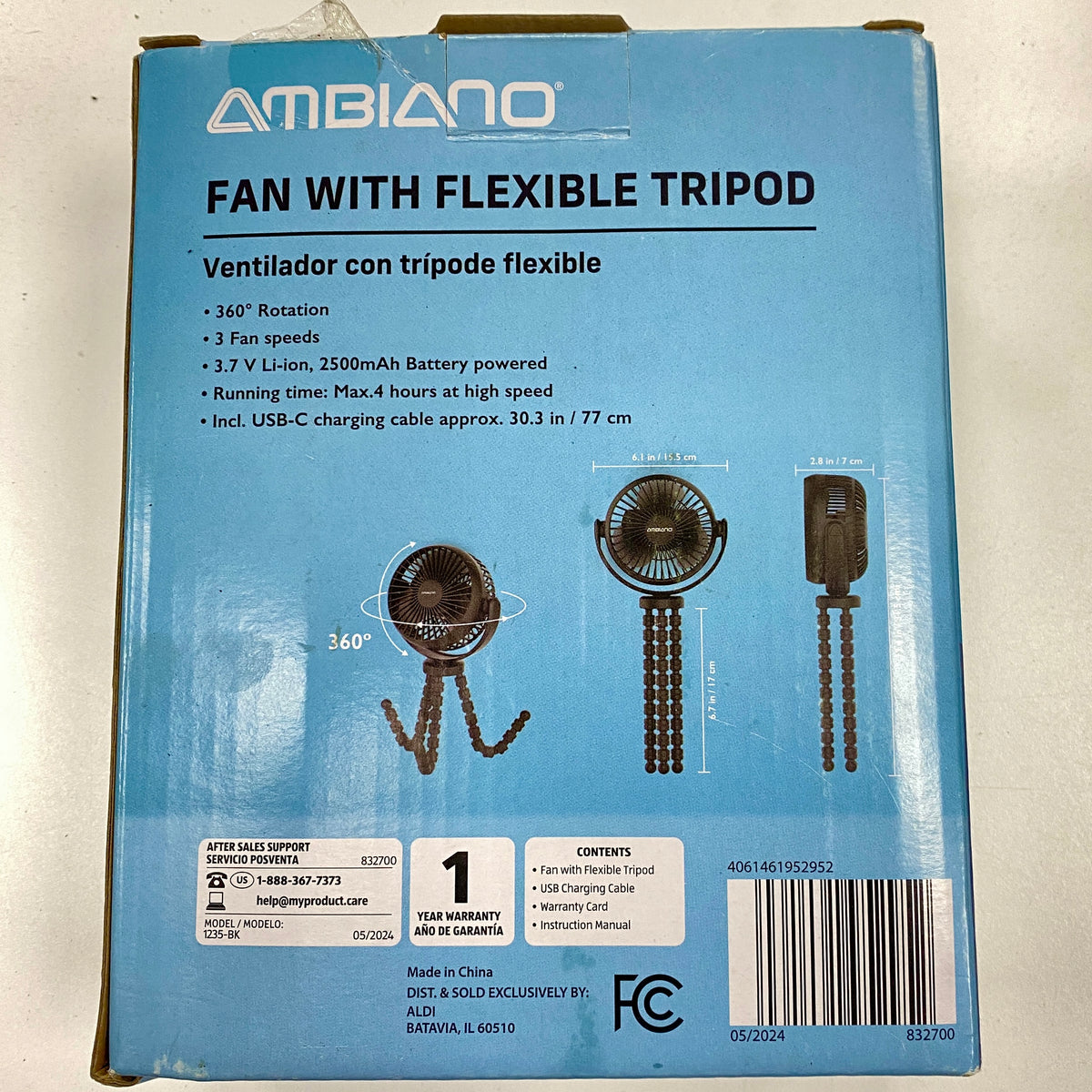 Ambiano Fan With Flexible Tripod