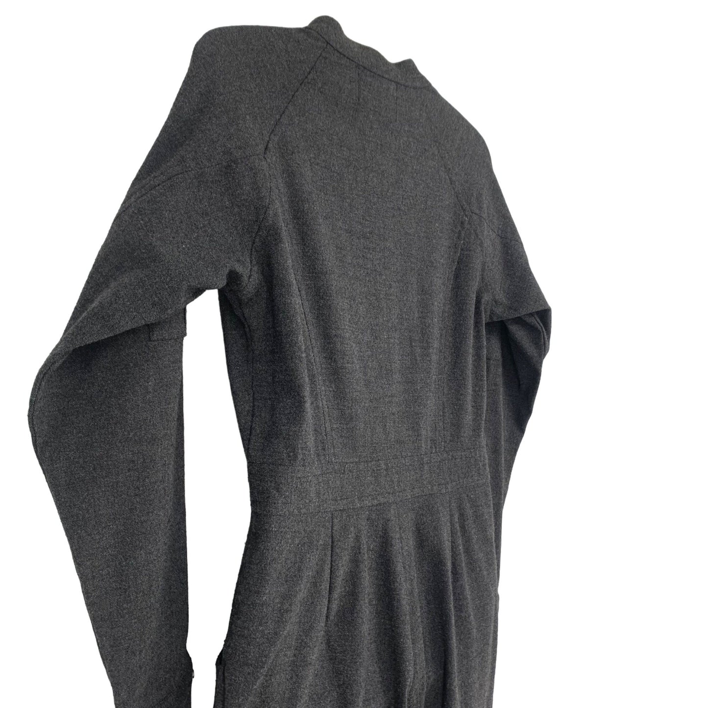 Womens Vtg Utility Jumpsuit Fubu L Gray Pockets Front Zip Side Leg Y2K Stretch