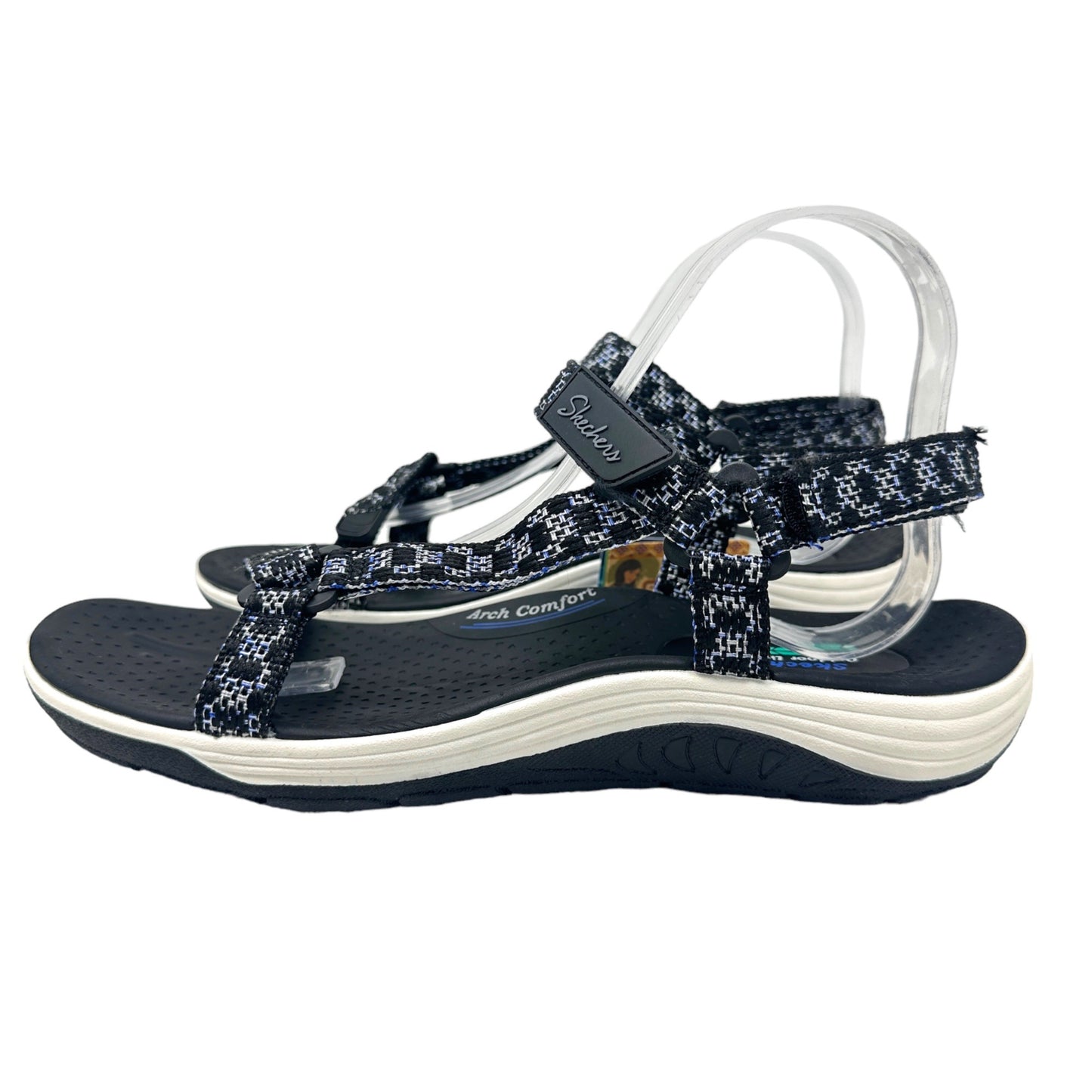 NWT Skechers Womens 10 Modern Comfort Reggae Cup Vegan Black Sandal 163123