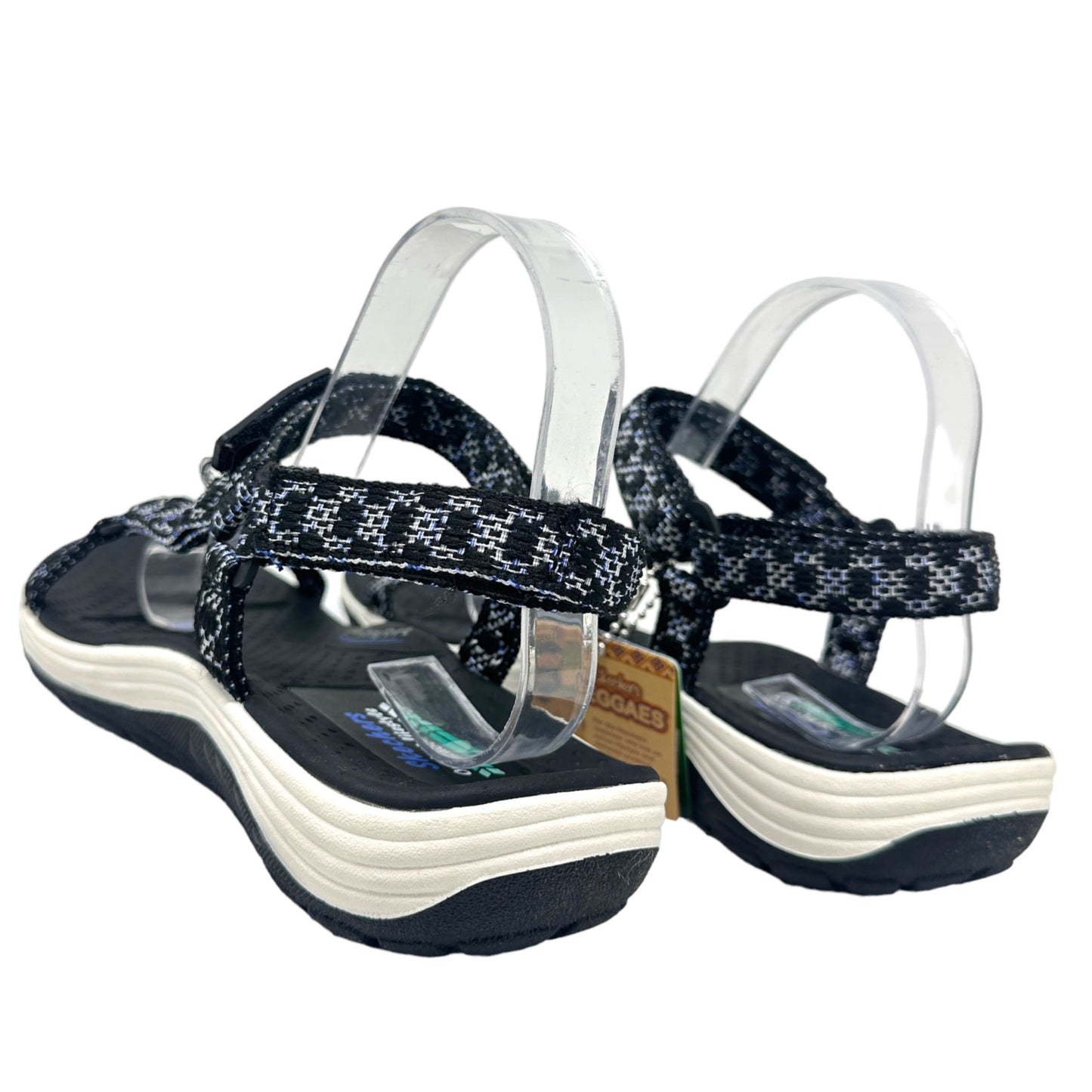 NWT Skechers Womens 10 Modern Comfort Reggae Cup Vegan Black Sandal 163123