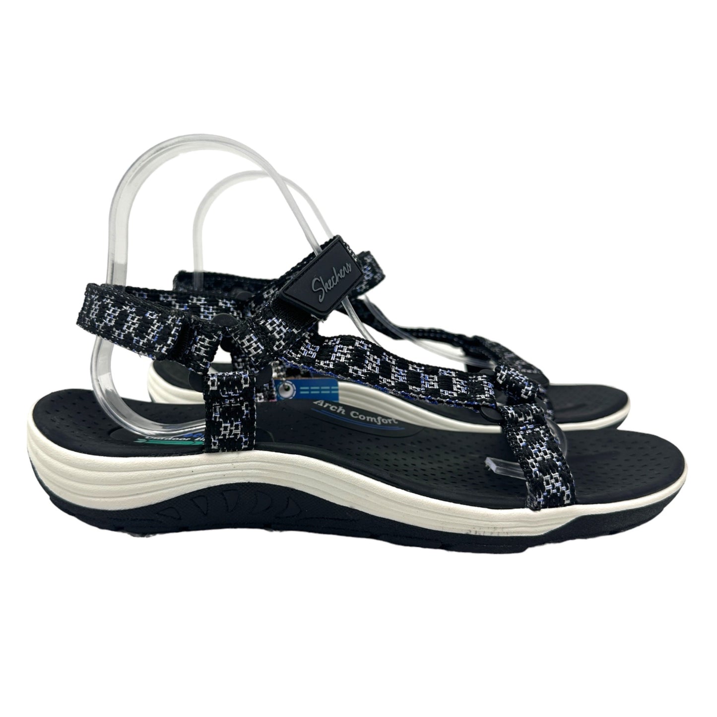 NWT Skechers Womens 10 Modern Comfort Reggae Cup Vegan Black Sandal 163123