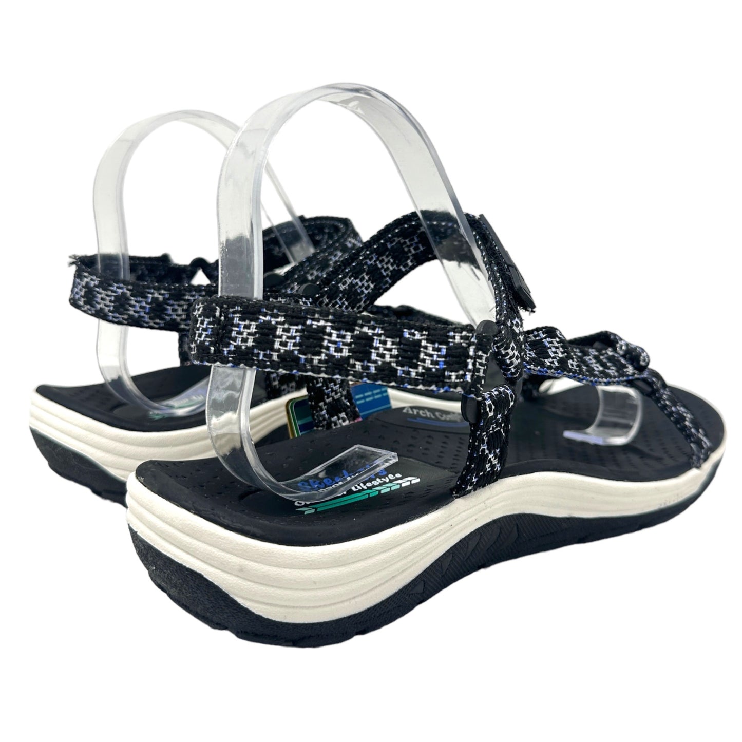 NWT Skechers Womens 10 Modern Comfort Reggae Cup Vegan Black Sandal 163123