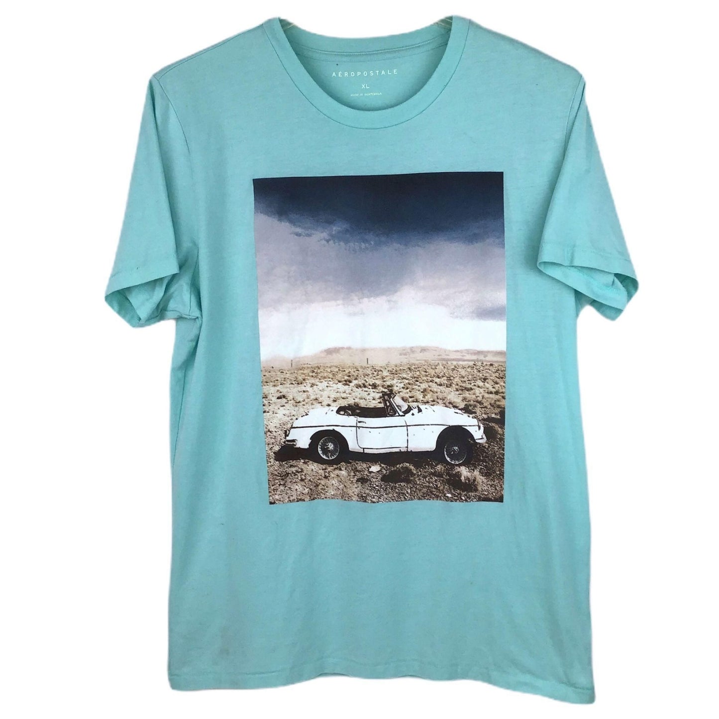 Aeropostale TShirt Desert Car Graphic Blue Short Sleeve Americana Road Trip XL