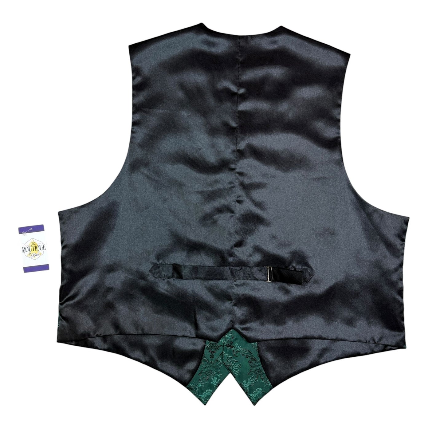 Frontier Classics Vest Waistcoat 2X Green Black Brocade Formal Wedding Dressy