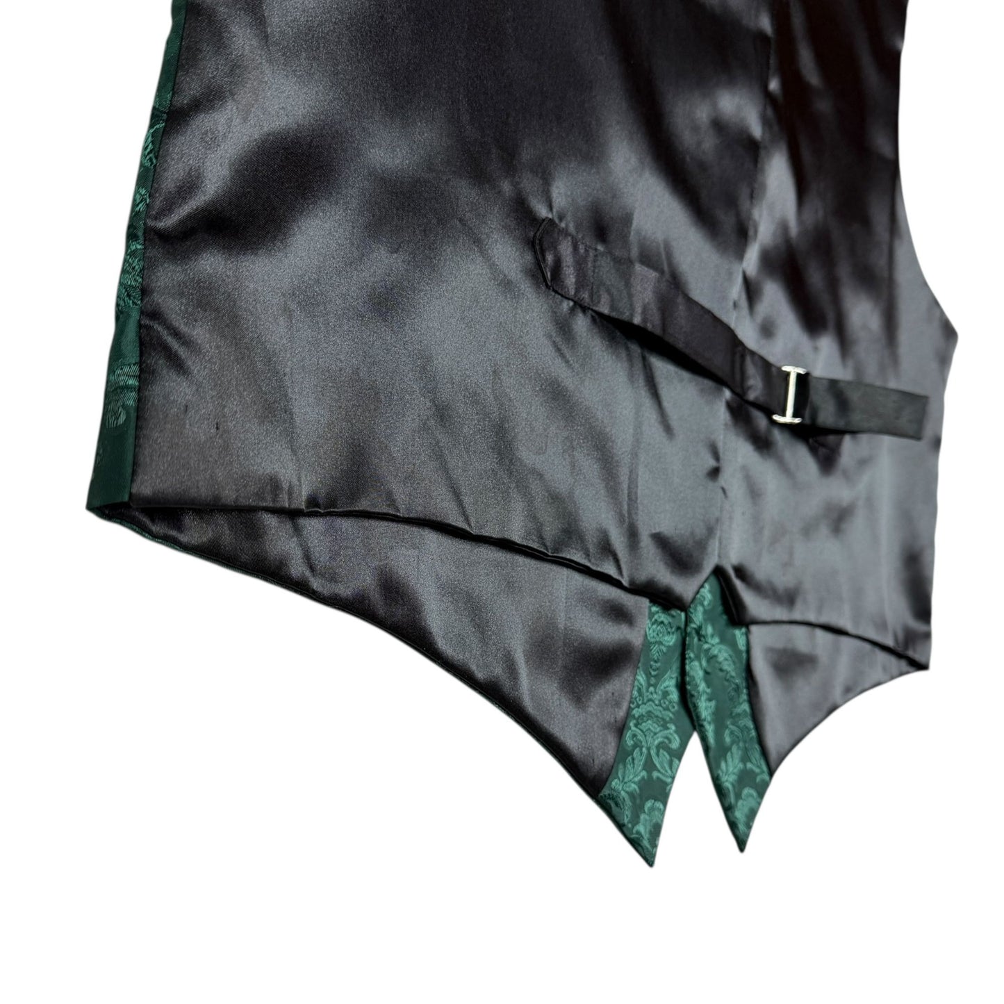Frontier Classics Vest Waistcoat 2X Green Black Brocade Formal Wedding Dressy