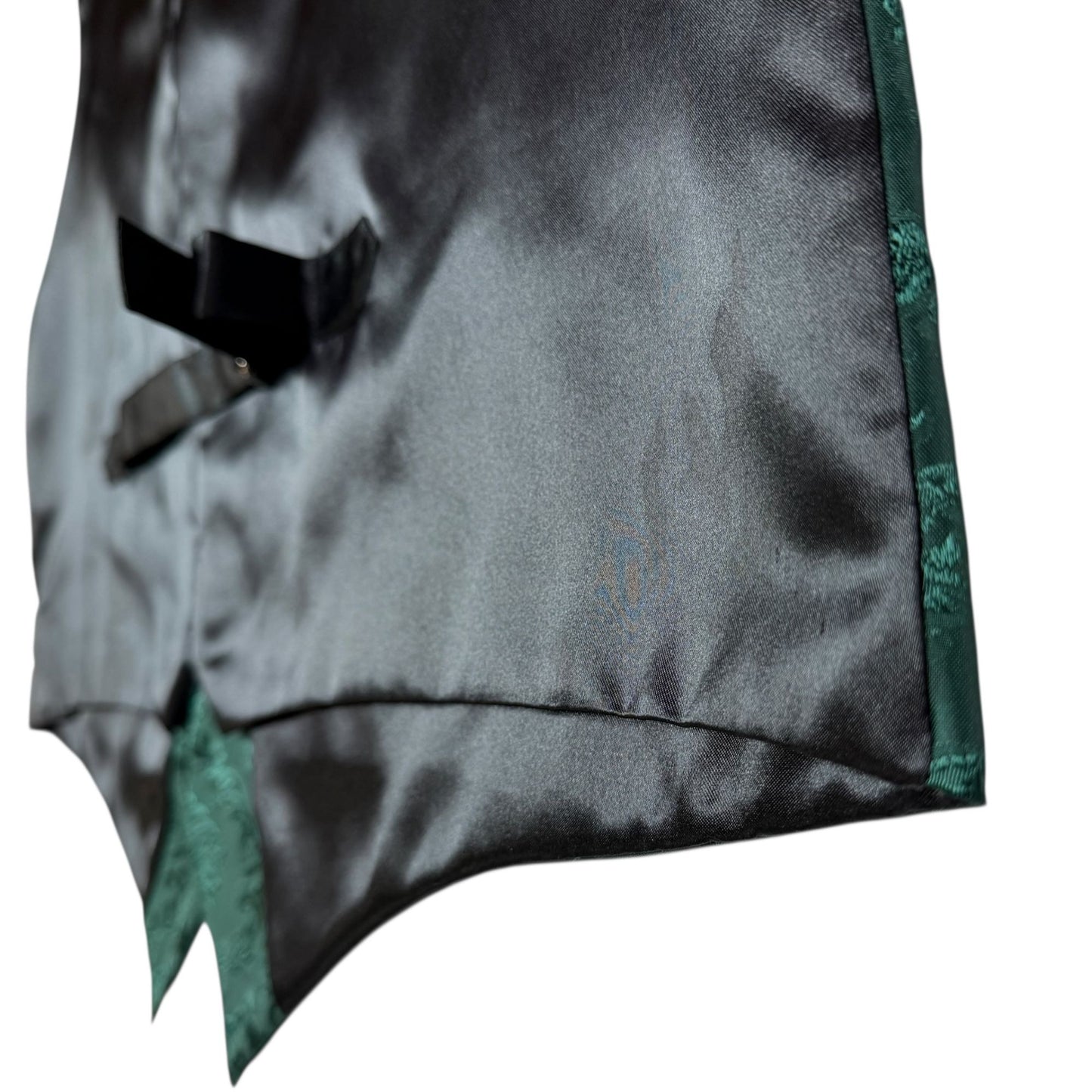 Frontier Classics Vest Waistcoat 2X Green Black Brocade Formal Wedding Dressy