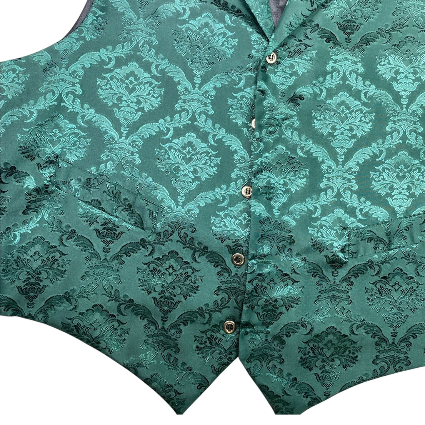Frontier Classics Vest Waistcoat 2X Green Black Brocade Formal Wedding Dressy