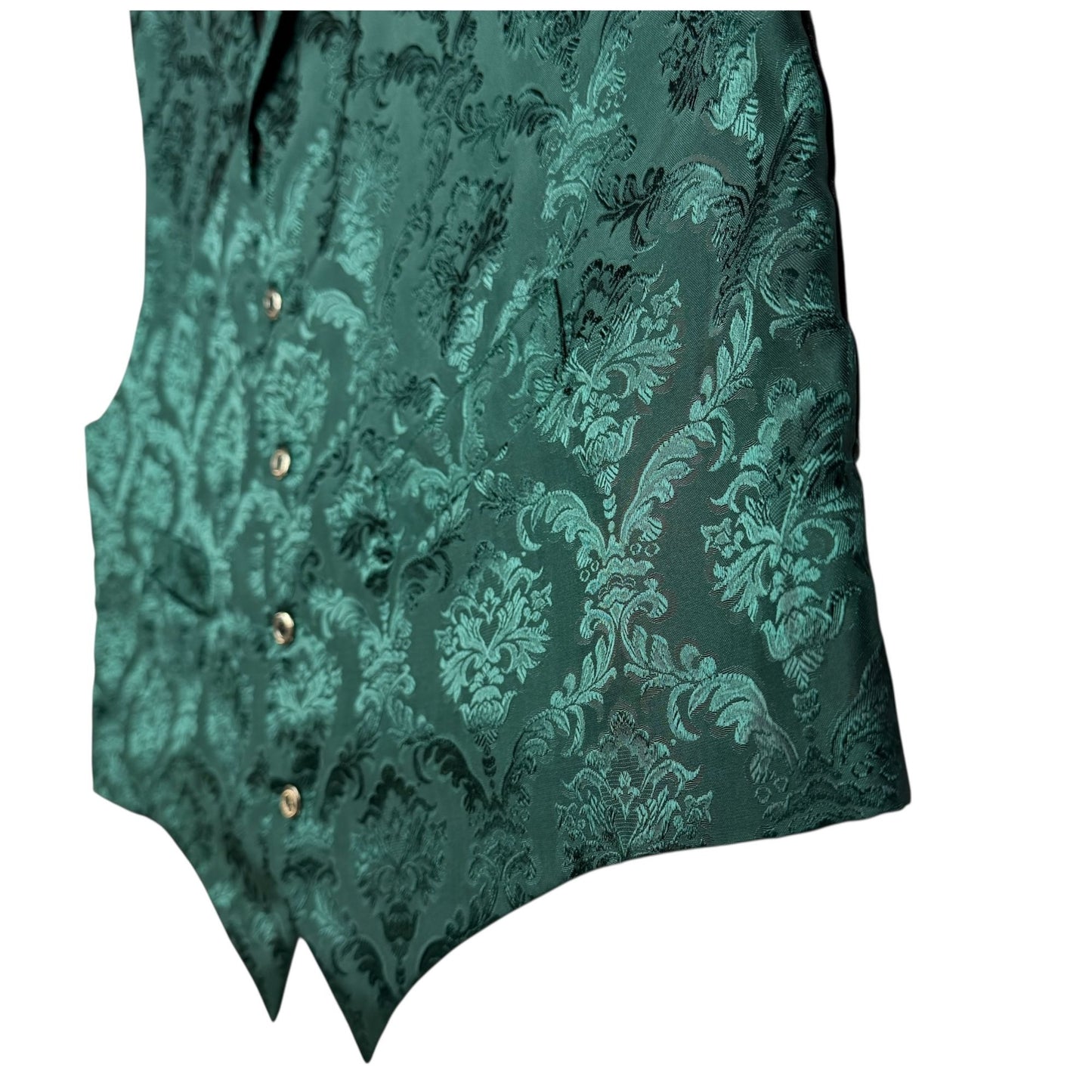 Frontier Classics Vest Waistcoat 2X Green Black Brocade Formal Wedding Dressy