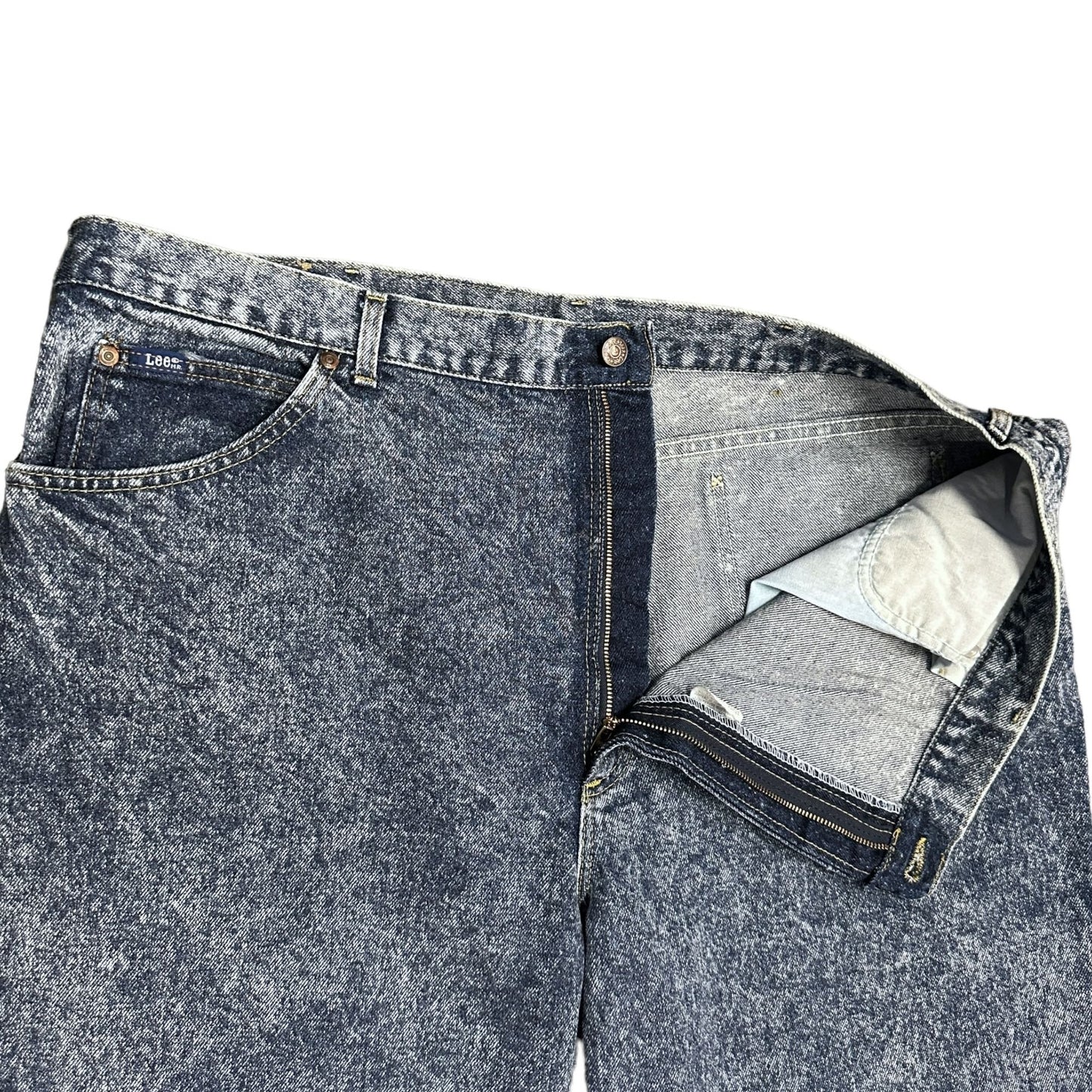 Vtg Lee Acid Wash Jeans 44x30 United Garment Workers USA 90s Y2K Grunge Normcore