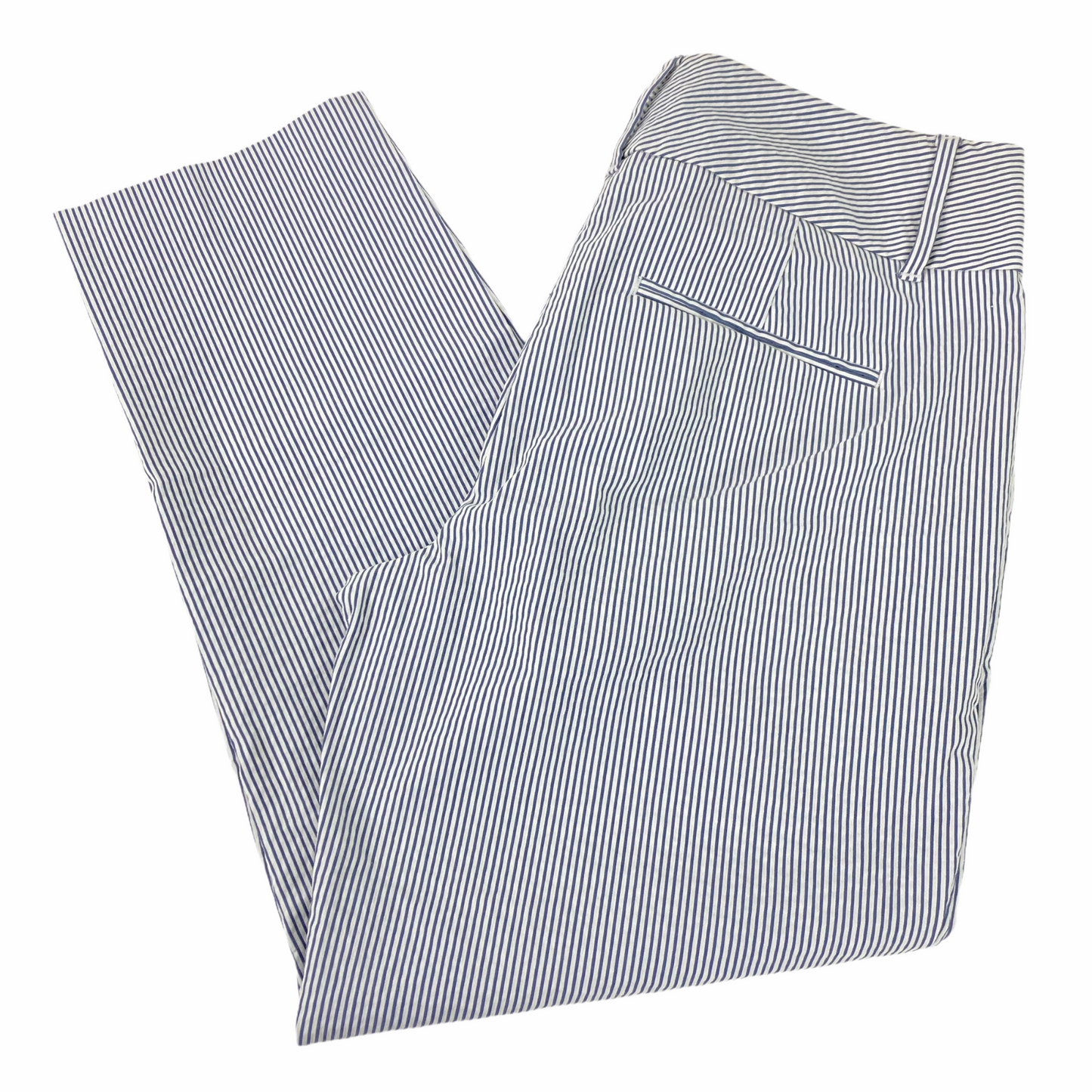 NWT Ann Taylor Cropped Slacks 6 Curvy Blue White Striped Back Welt Pockets