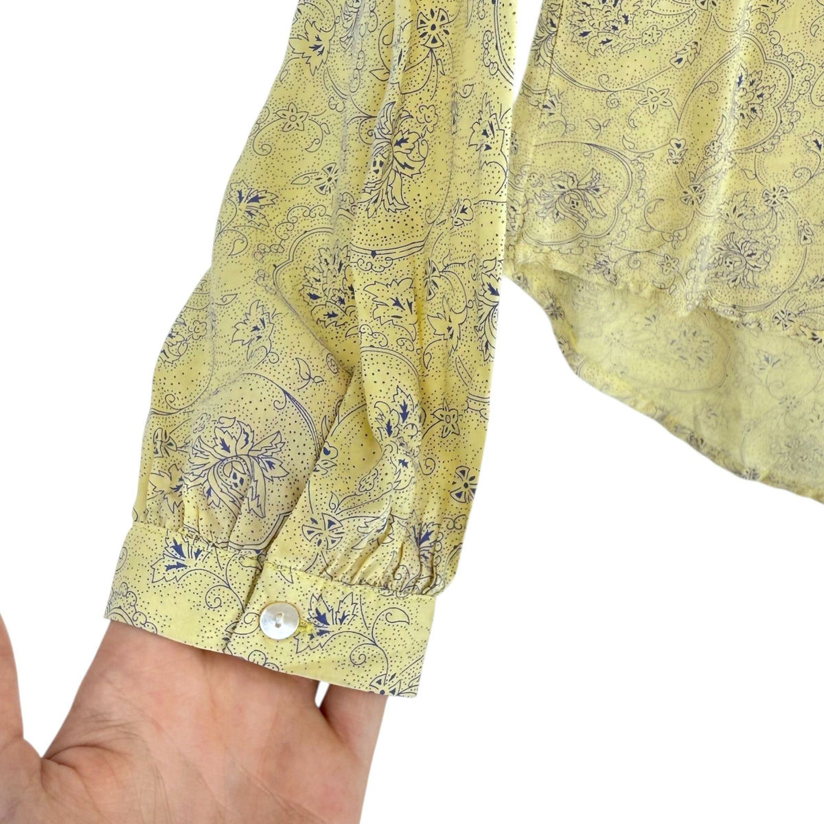 NWT Noble Outfitters XXL Yellow Paisley Western Boho Lace Tassel Peasant Blouse