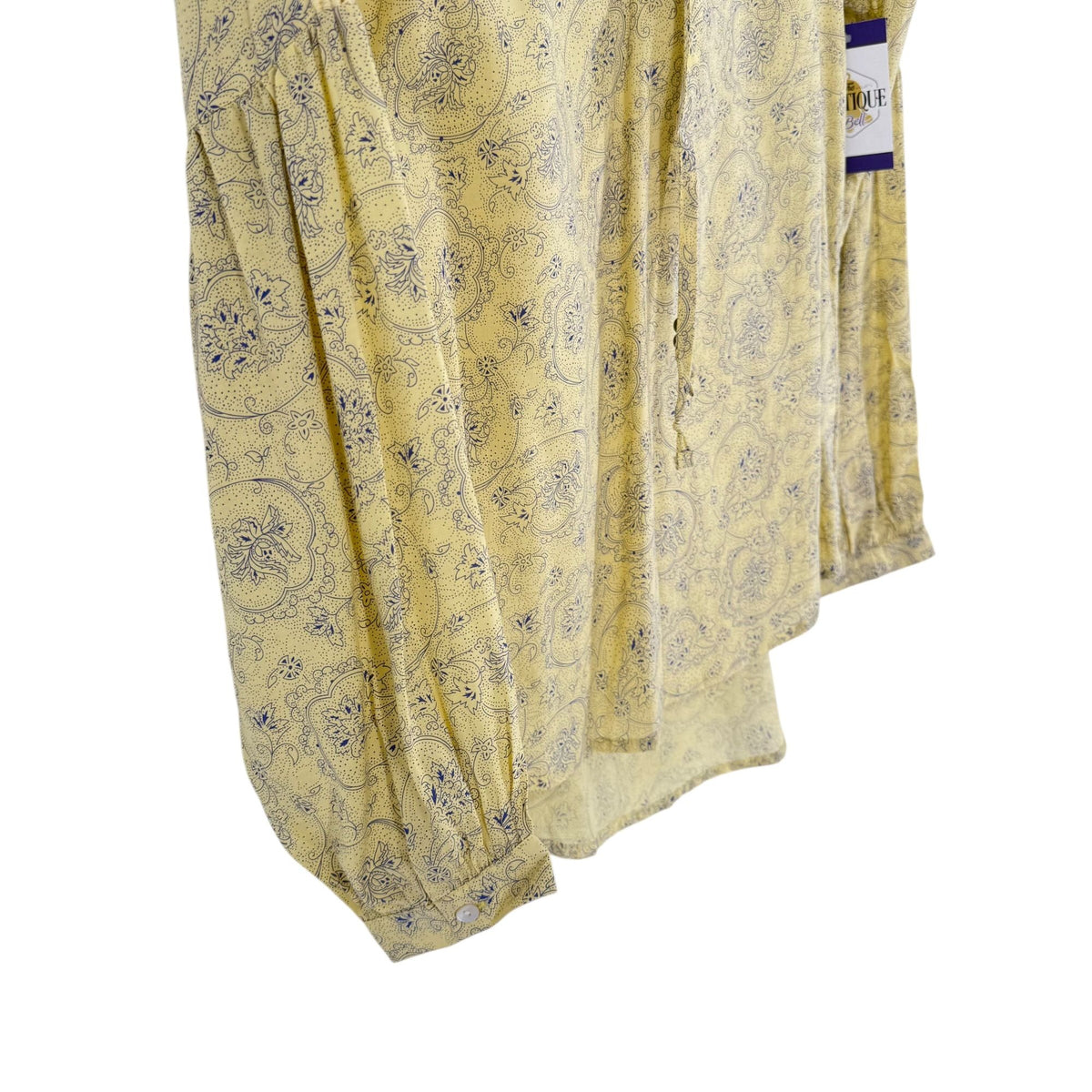 NWT Noble Outfitters XXL Yellow Paisley Western Boho Lace Tassel Peasant Blouse