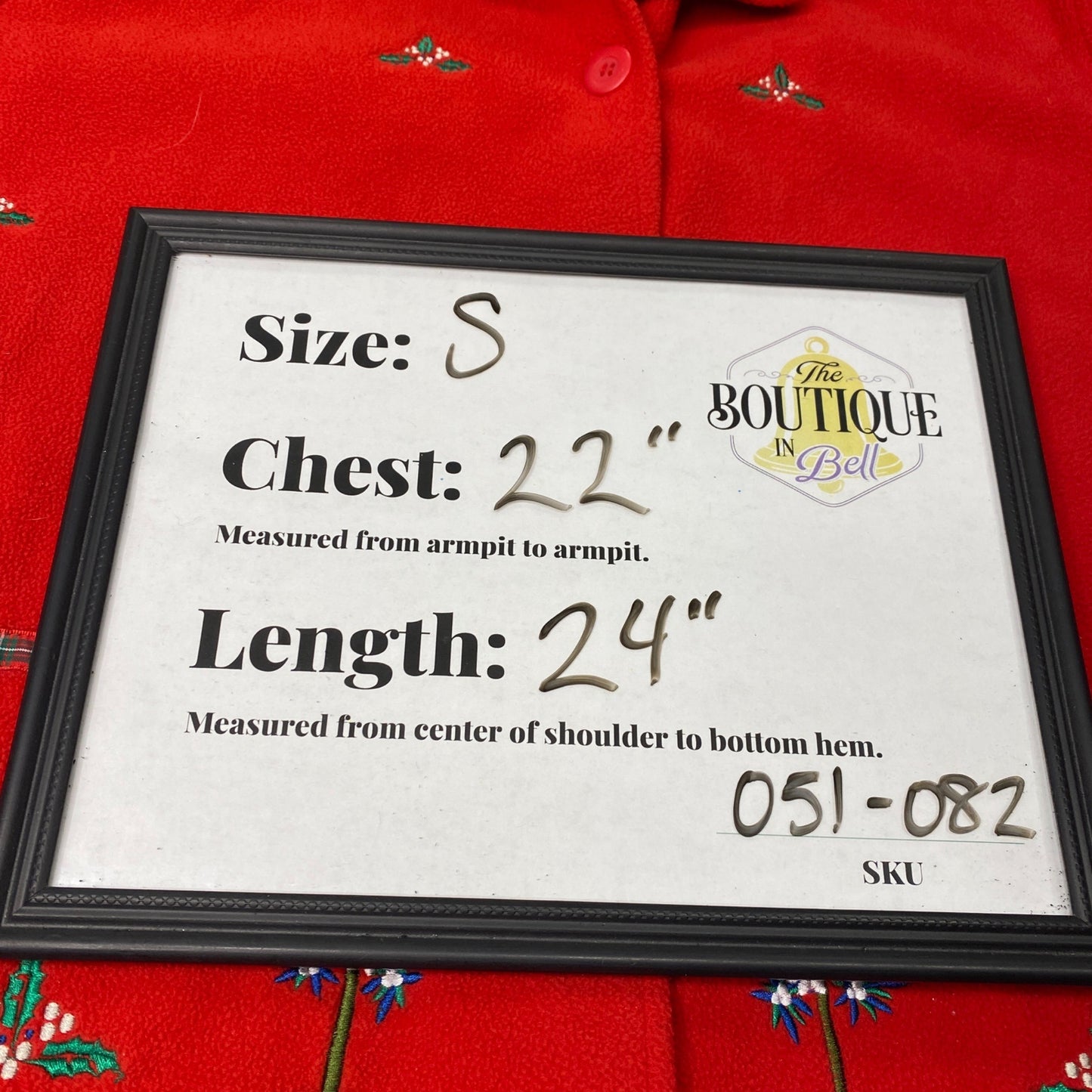 Classic Elements S Red Fleece Shirt Jacket Button Christmas Topiary Embroidered