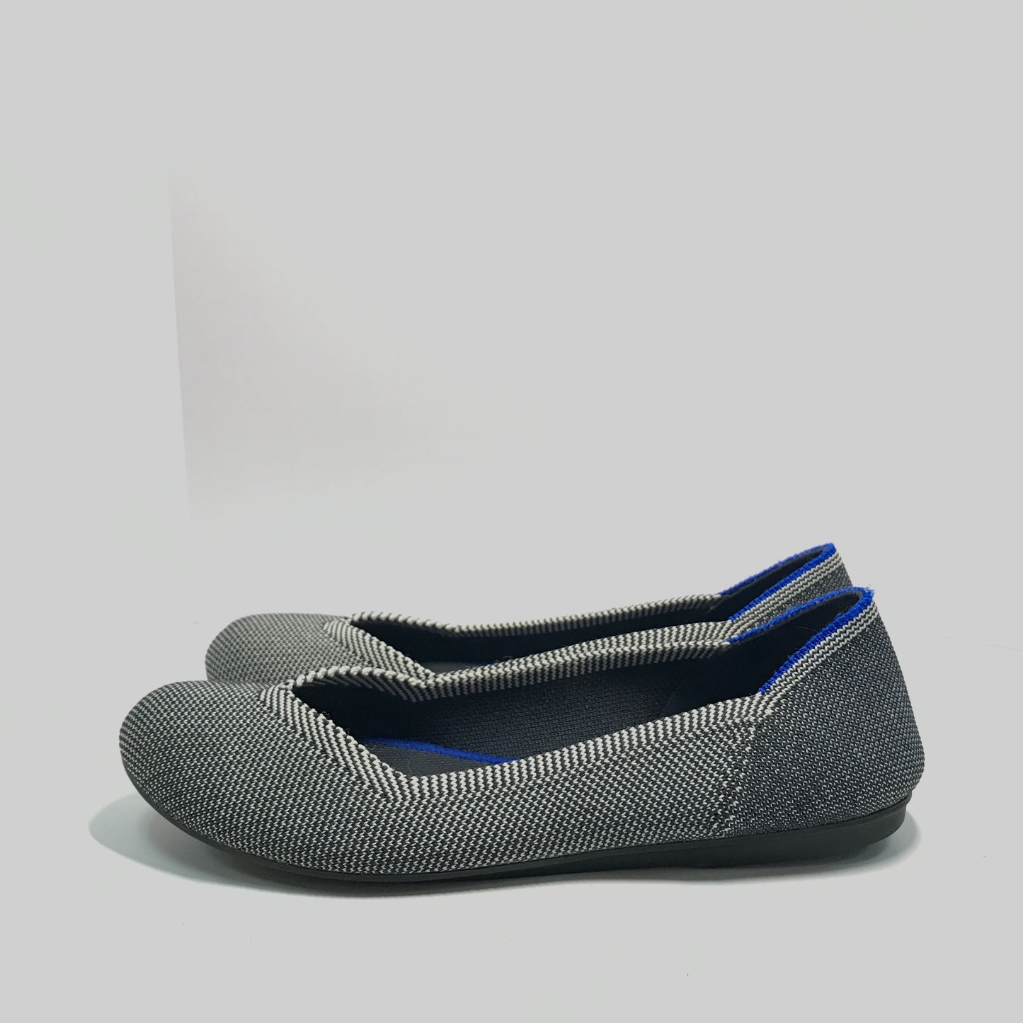 Rothy’s Flat Round Toed Ballet Flats Gray Birds-Eye Pattern