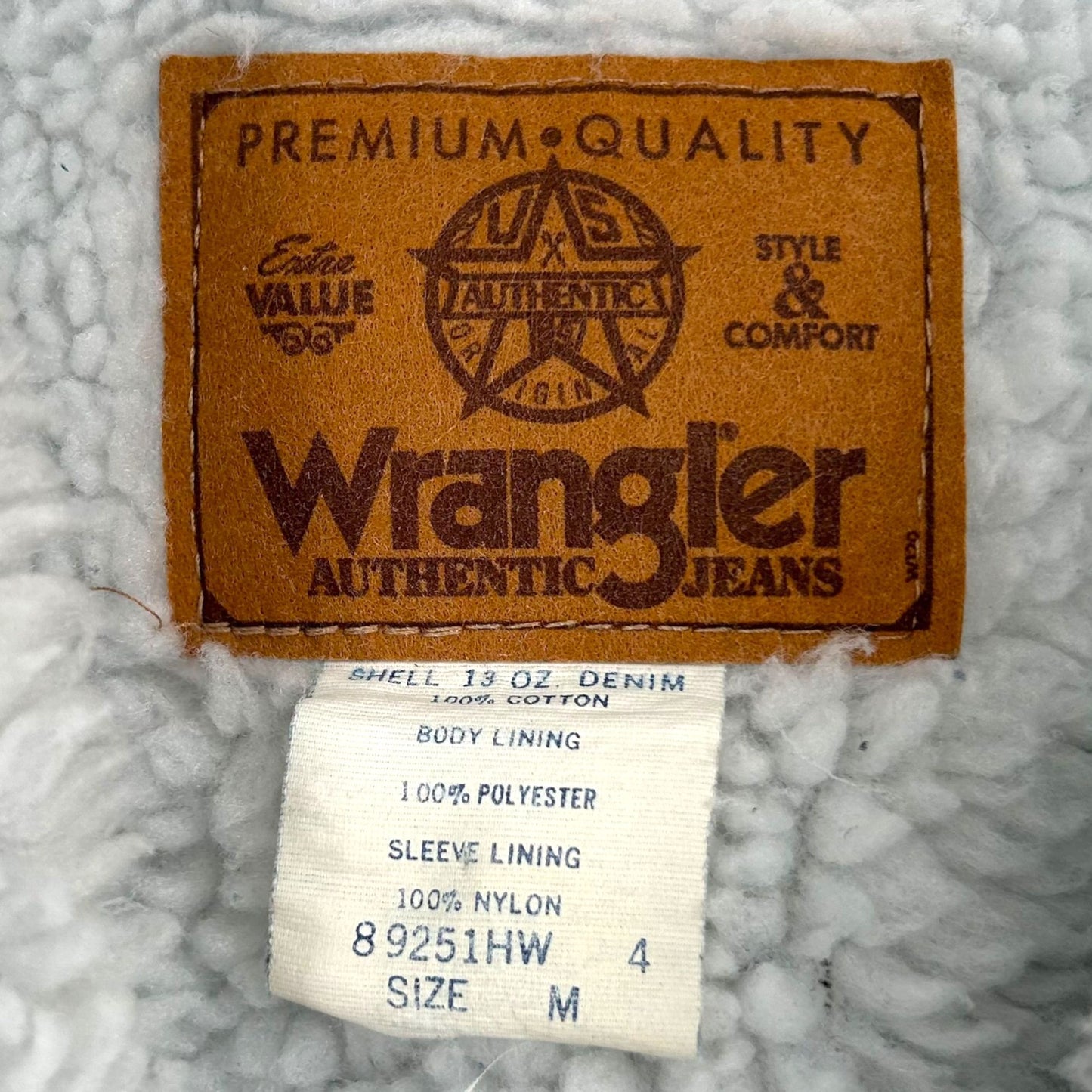 Vintage 80s Wrangler Mens M Acid Snow Wash Denim Jacket Jean Trucker Sherpa