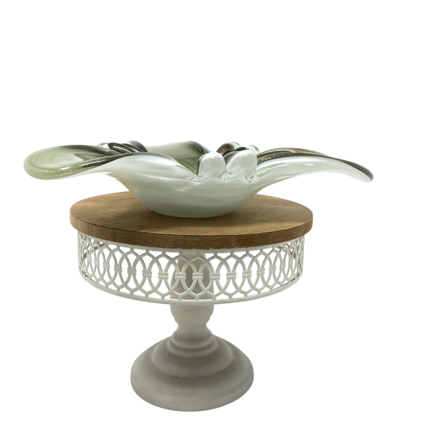 Vtg MCM Fratelli Toso Murano Glass Ashtray Bronze Shimmer & Handcrafted Swirl
