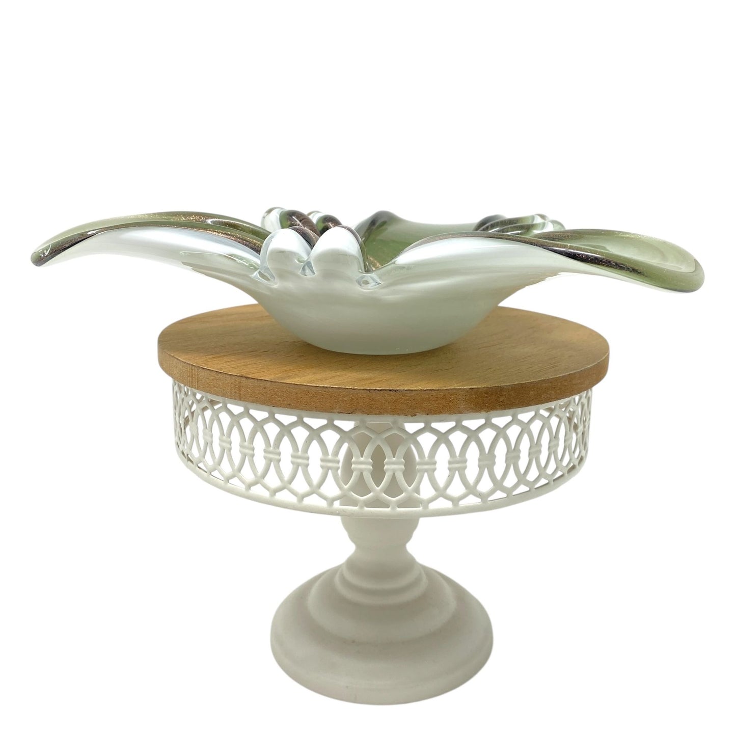 Vtg MCM Fratelli Toso Murano Glass Ashtray Bronze Shimmer & Handcrafted Swirl